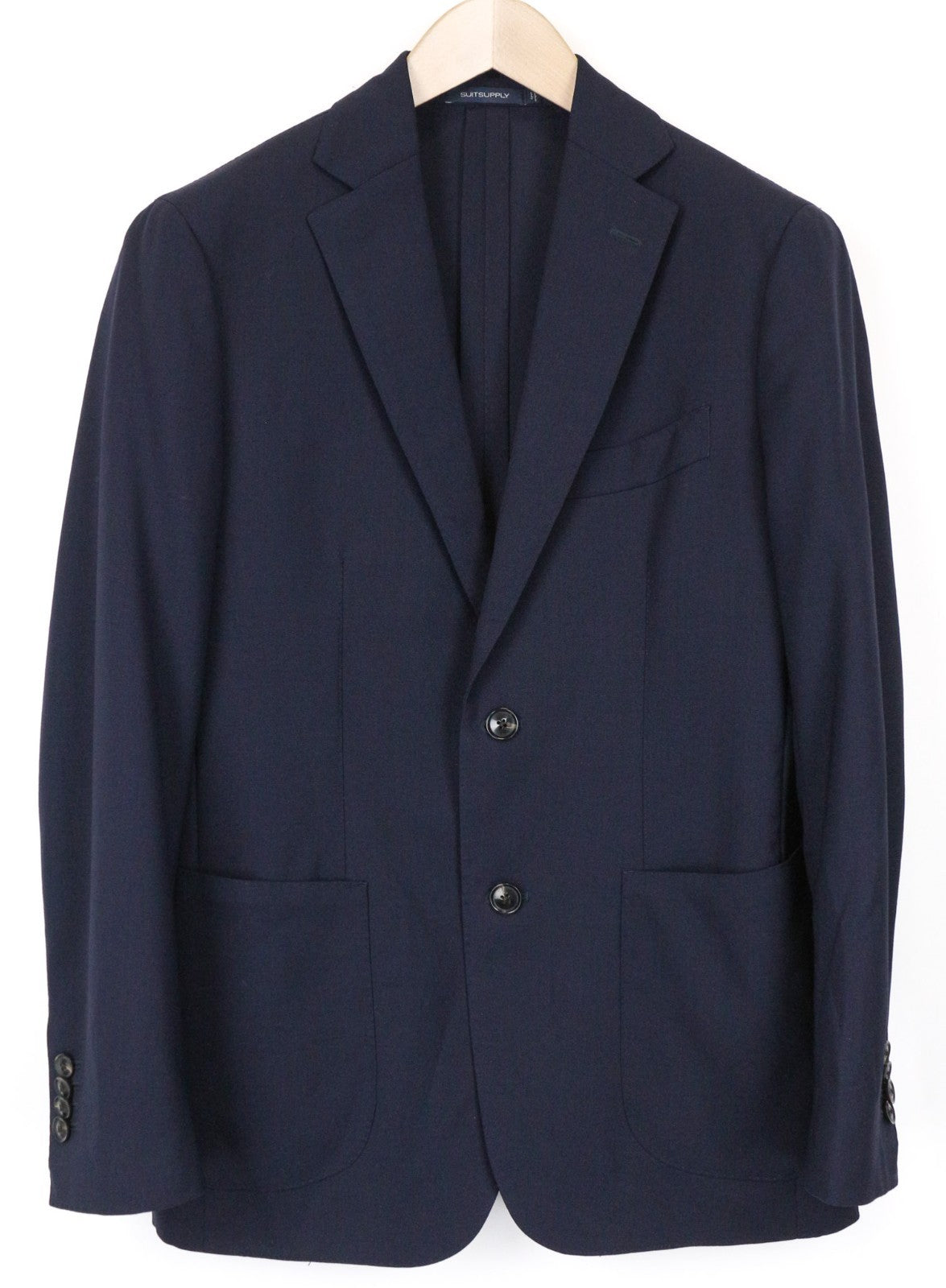 SUITSUPPLY Havana Traveller Men's Suit 36S Blue Wool Slim 2Pc Formal Unlined