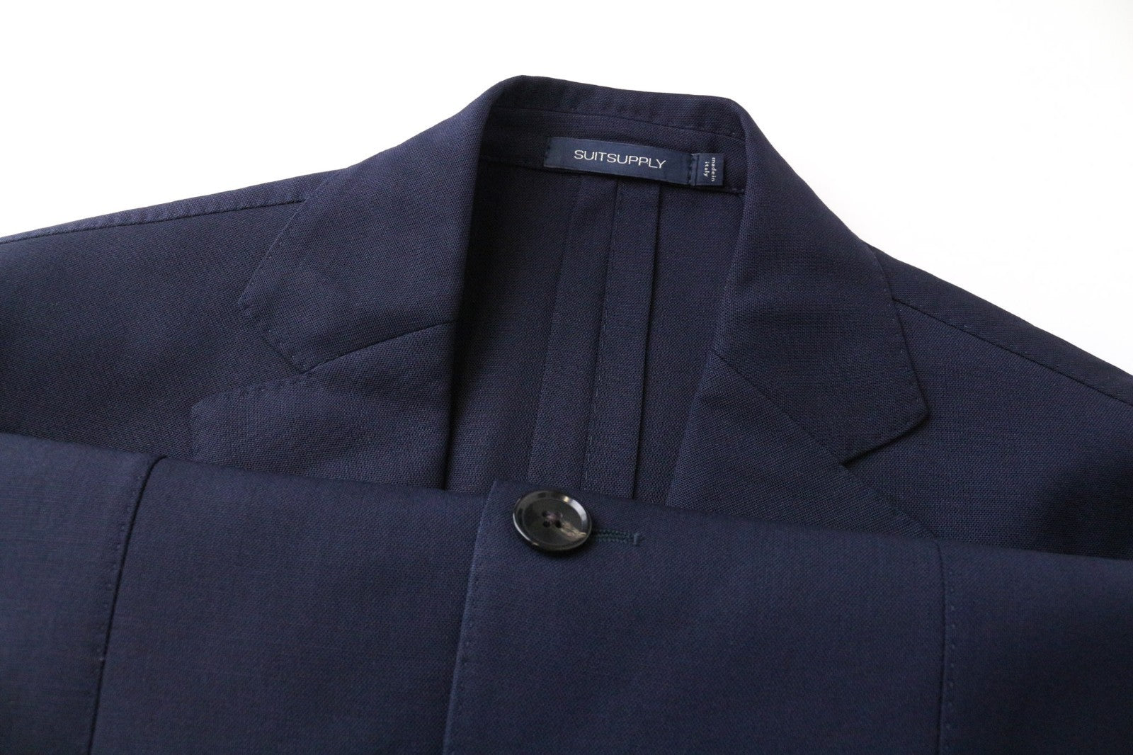 SUITSUPPLY Havana Traveller Men's Suit 36S Blue Wool Slim 2Pc Formal Unlined