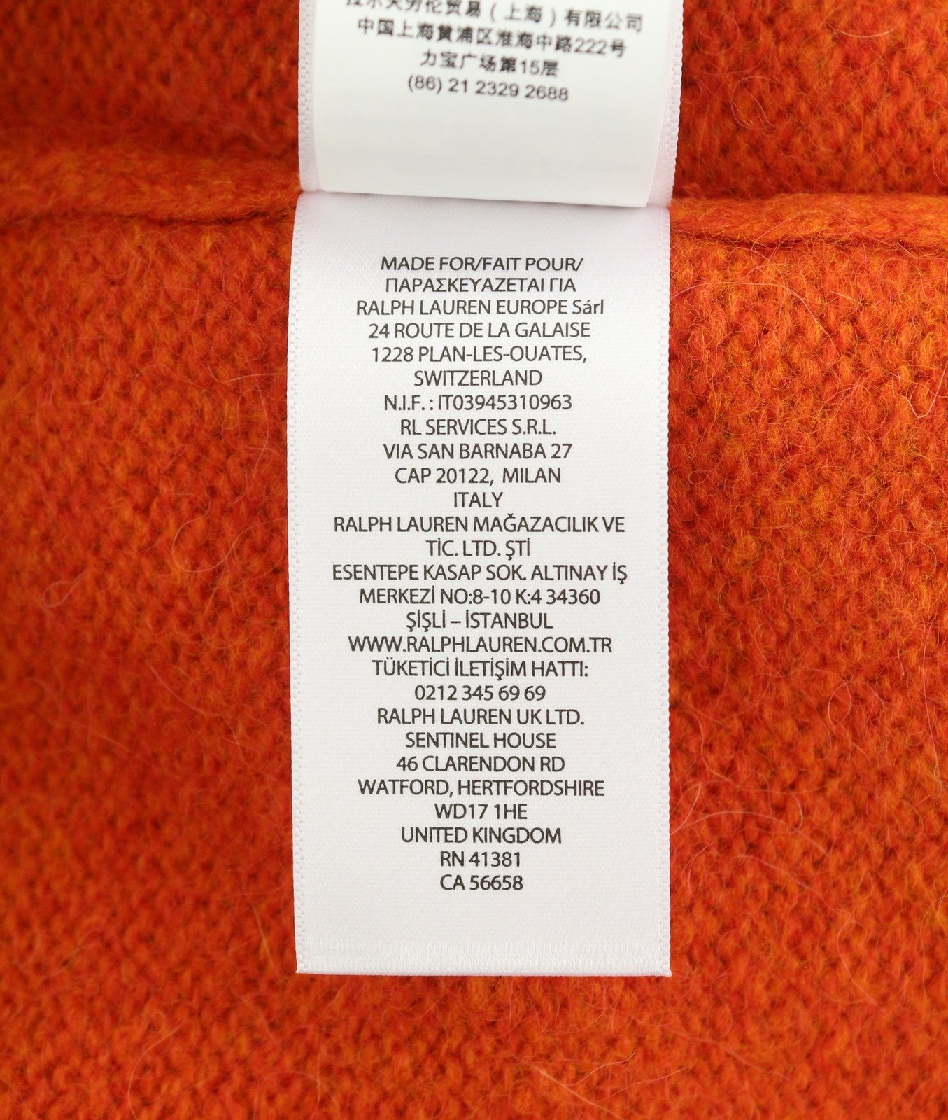 RALPH LAUREN Classic Orange Men Jumper XS Melange Wool Alpaca Blend Knit RRP269