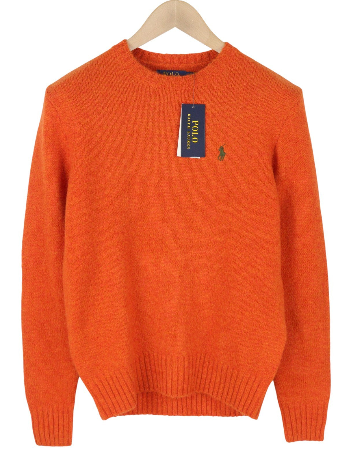 RALPH LAUREN Classic Orange Men Jumper XS Melange Wool Alpaca Blend Knit RRP269