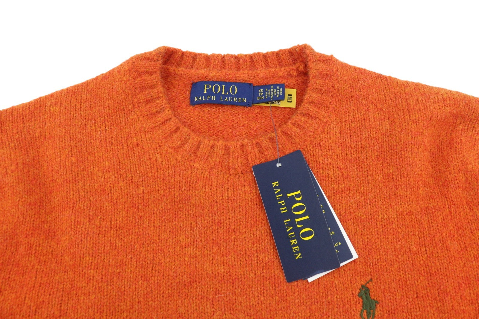 RALPH LAUREN Classic Orange Men Jumper XS Melange Wool Alpaca Blend Knit RRP269