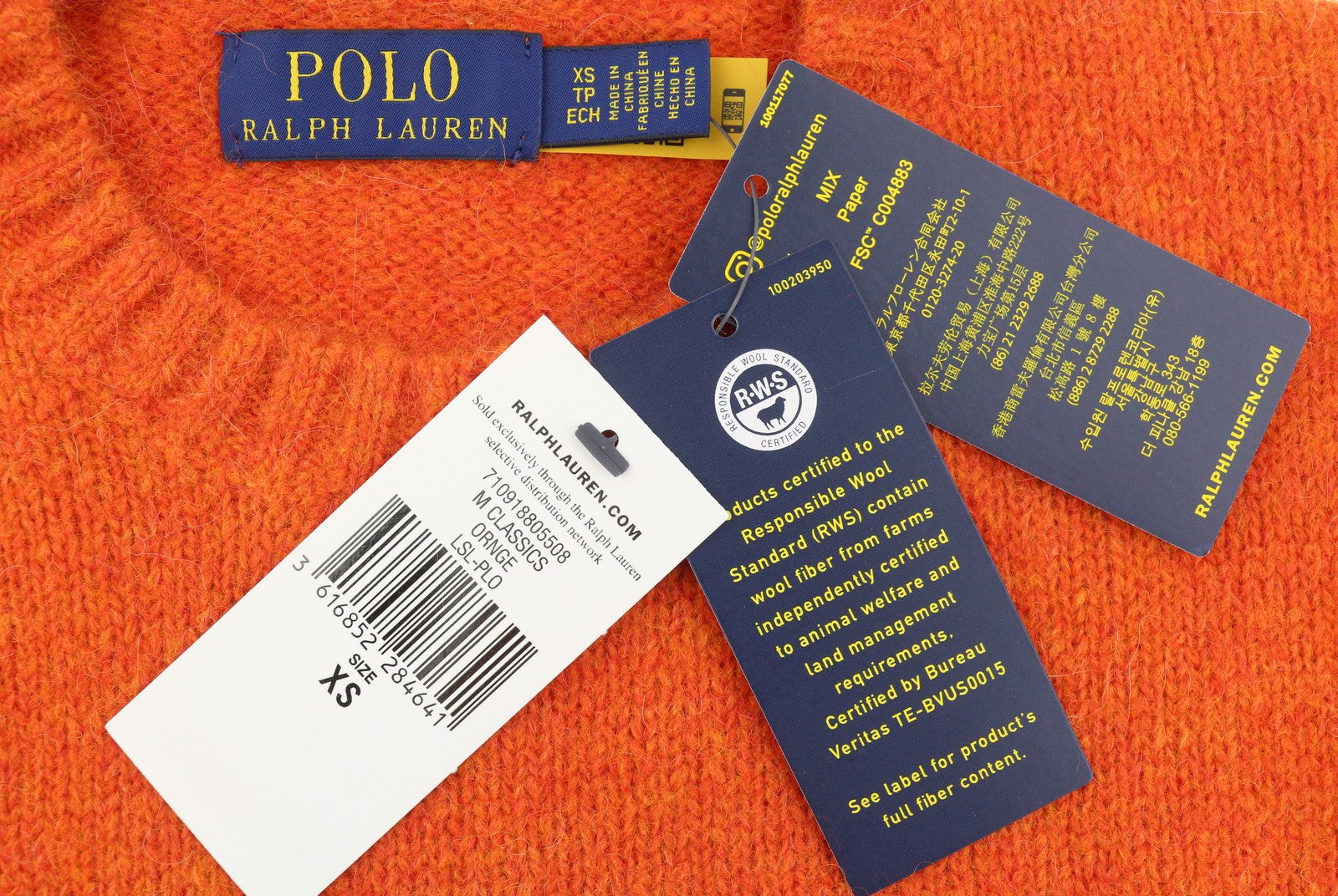 RALPH LAUREN Classic Orange Men Jumper XS Melange Wool Alpaca Blend Knit RRP269