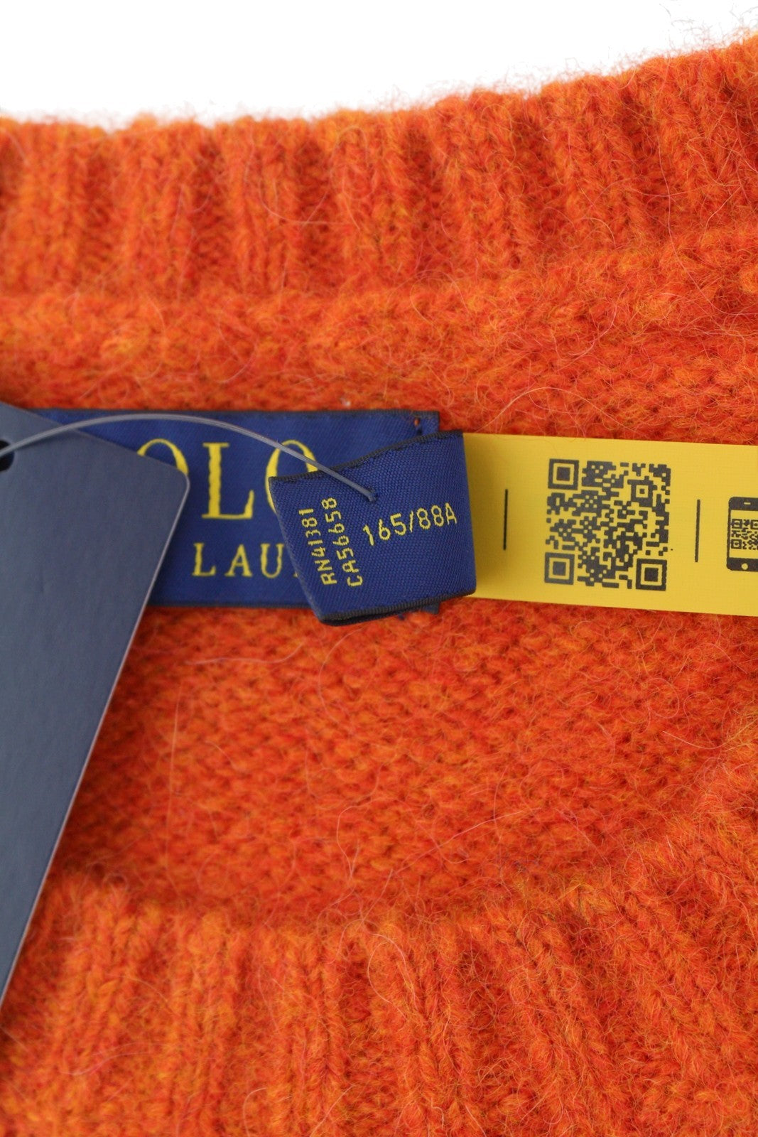 RALPH LAUREN Classic Orange Men Jumper XS Melange Wool Alpaca Blend Knit RRP269