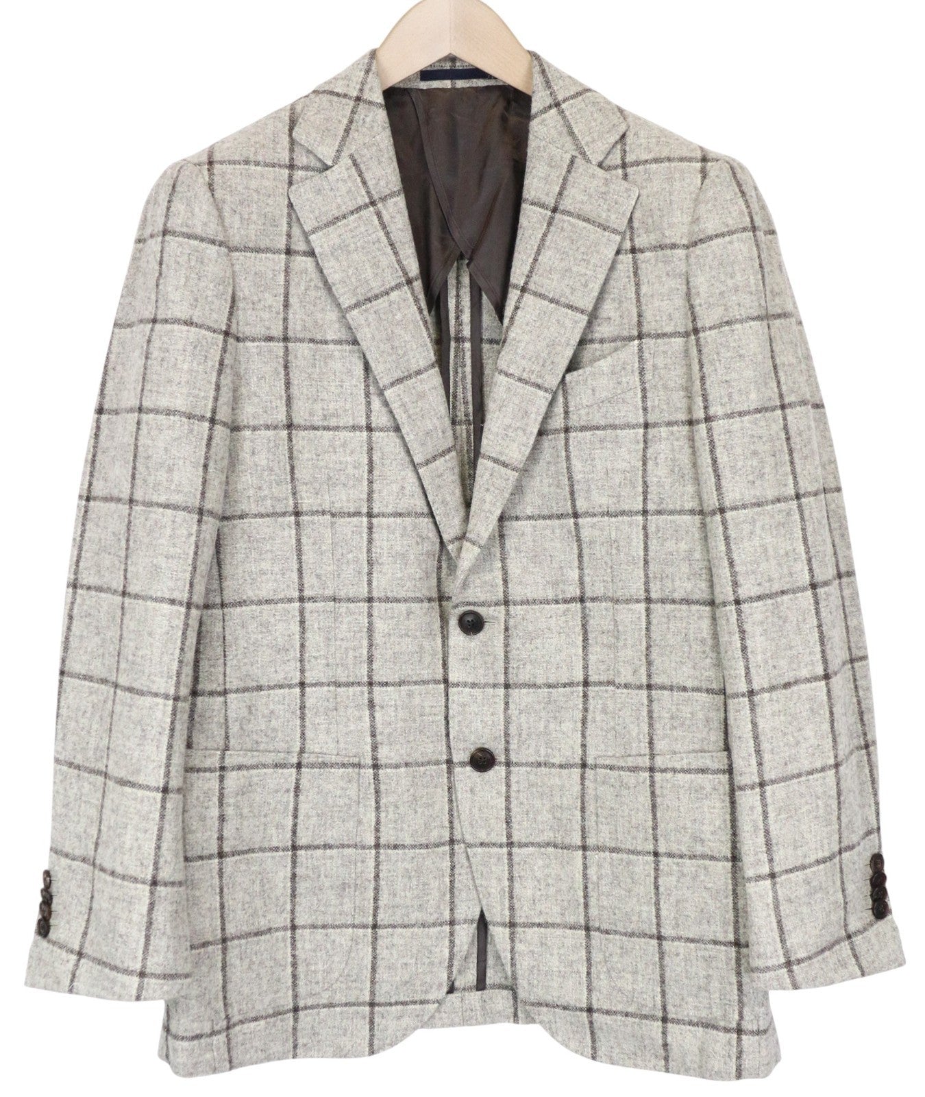 SUITSUPPLY Jort Patch Men's Blazer 38R Checked Wool Brown Slim Single Breasted