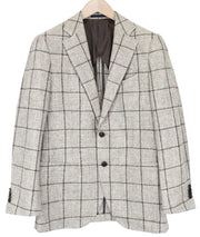 SUITSUPPLY Jort Patch Men's Blazer 38R Checked Wool Brown Slim Single Breasted