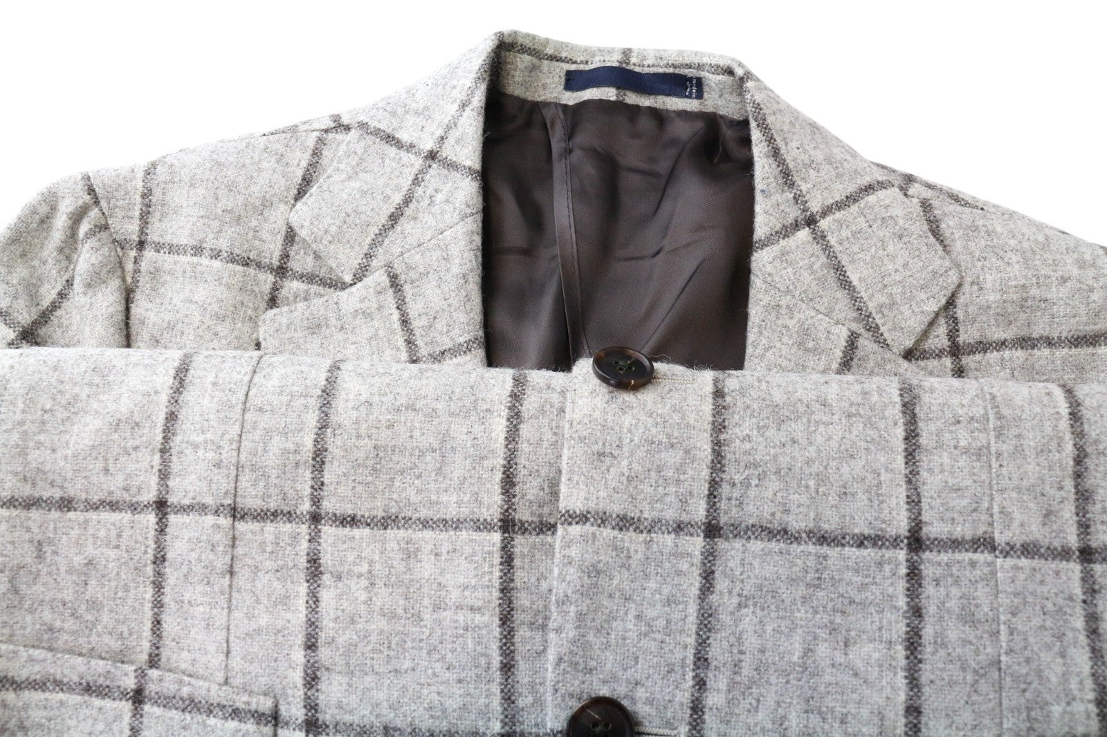 SUITSUPPLY Jort Patch Men's Blazer 38R Checked Wool Brown Slim Single Breasted