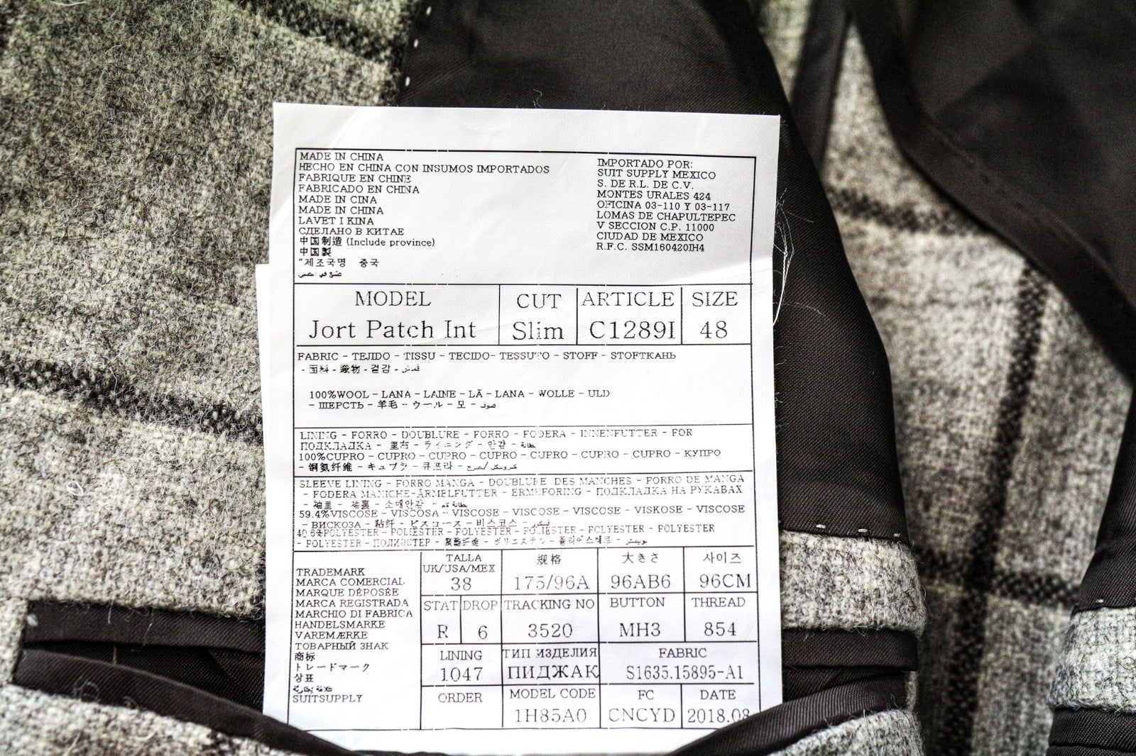 SUITSUPPLY Jort Patch Men's Blazer 38R Checked Wool Brown Slim Single Breasted