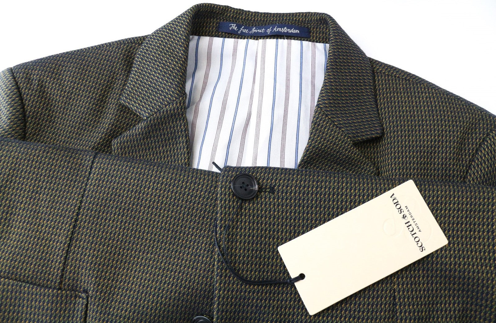 SCOTCH & SODA Men Blazer ~S Half-Lined Green Slim Melange Classic Stretch