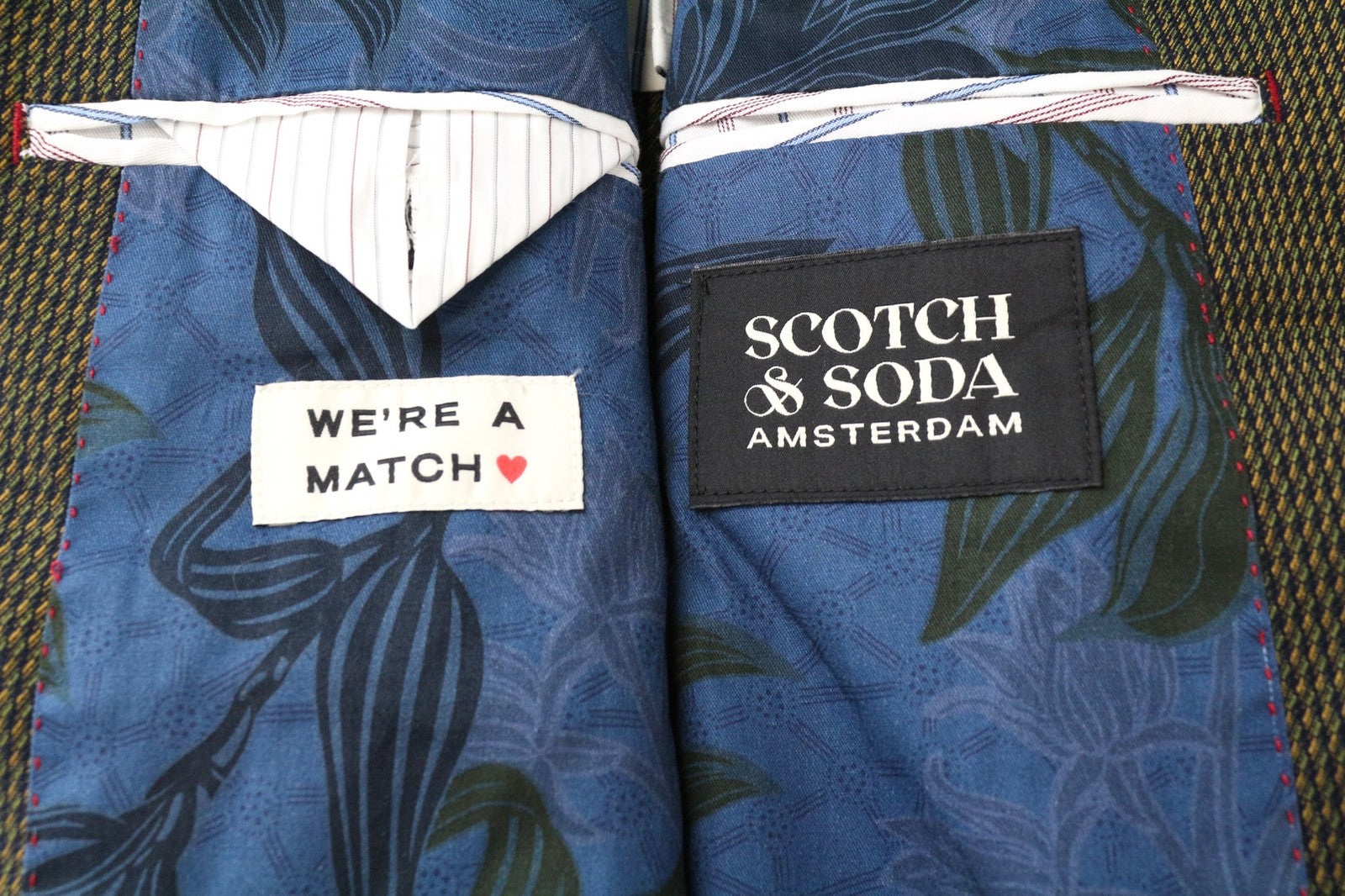 SCOTCH & SODA Men Blazer ~S Half-Lined Green Slim Melange Classic Stretch