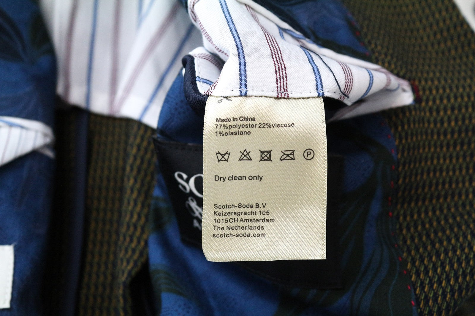 SCOTCH & SODA Men Blazer ~S Half-Lined Green Slim Melange Classic Stretch