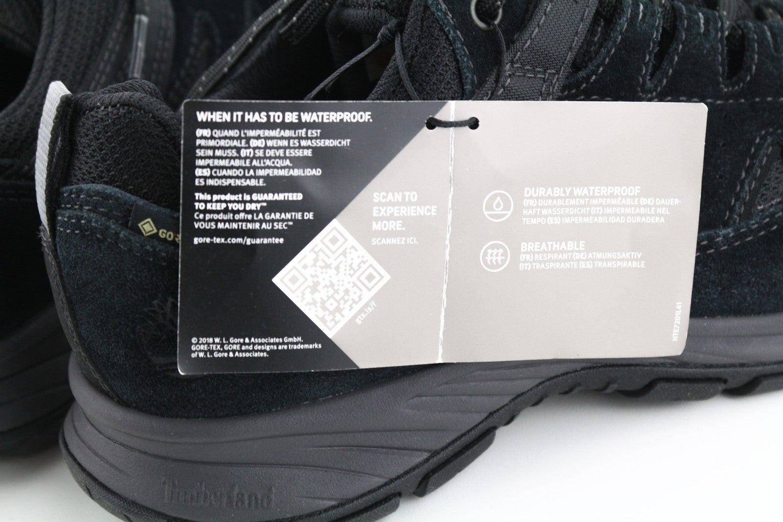 TIMBERLAND Men's Sneakers EU41 UK7 Black Leather Gore-Tex Round Toe Ortholite