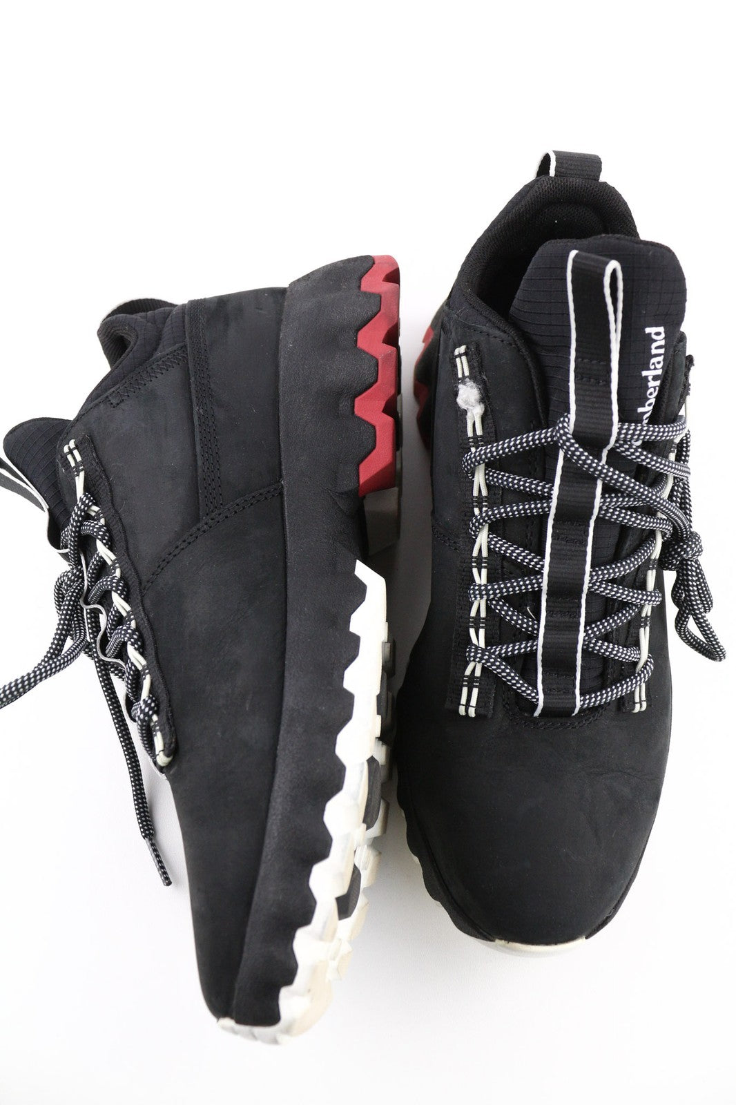 TIMBERLAND Men's Sneakers EU41.5 7.5 Black Leather Green Stride Lace Up Low Top