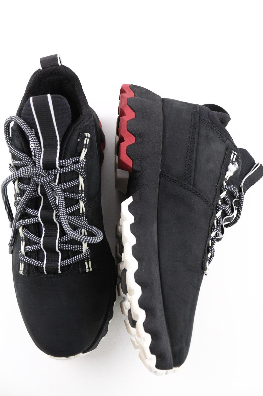 TIMBERLAND Men's Sneakers EU41.5 7.5 Black Leather Green Stride Lace Up Low Top