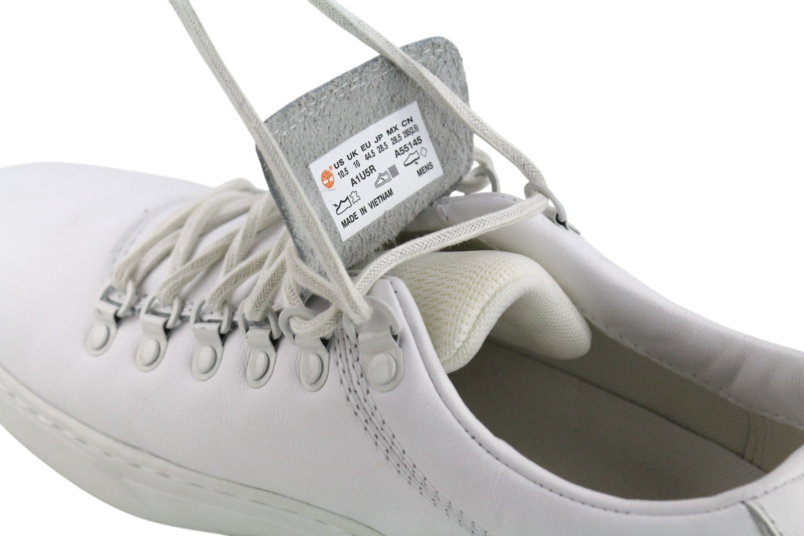 TIMBERLAND Men's Sneakers EU44.5 UK10 White Leather Lace Up Low Top Round Toe