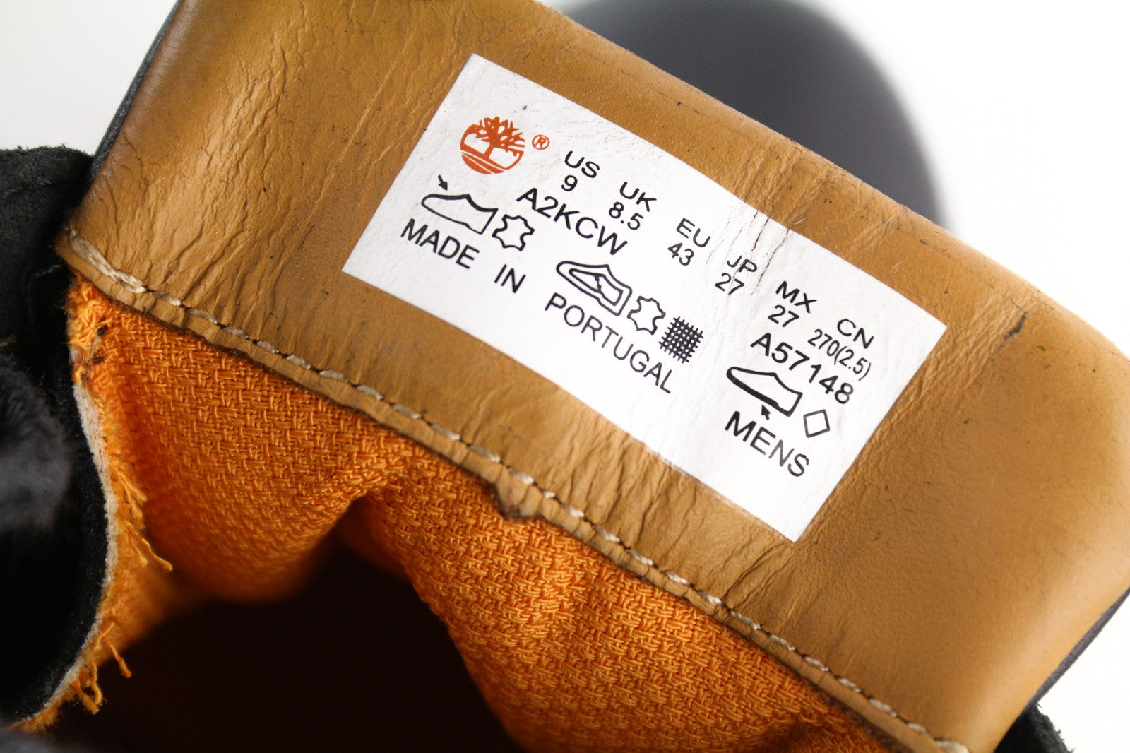 TIMBERLAND A2KCW Men's High Top Shoes EU43 UK8.5 Black Leather Lace Up Boots