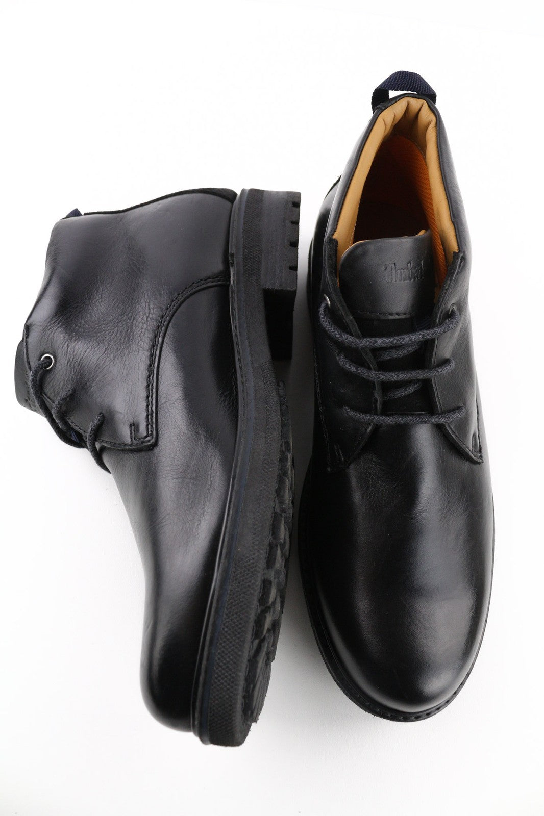 TIMBERLAND A2KCW Men's High Top Shoes EU43 UK8.5 Black Leather Lace Up Boots