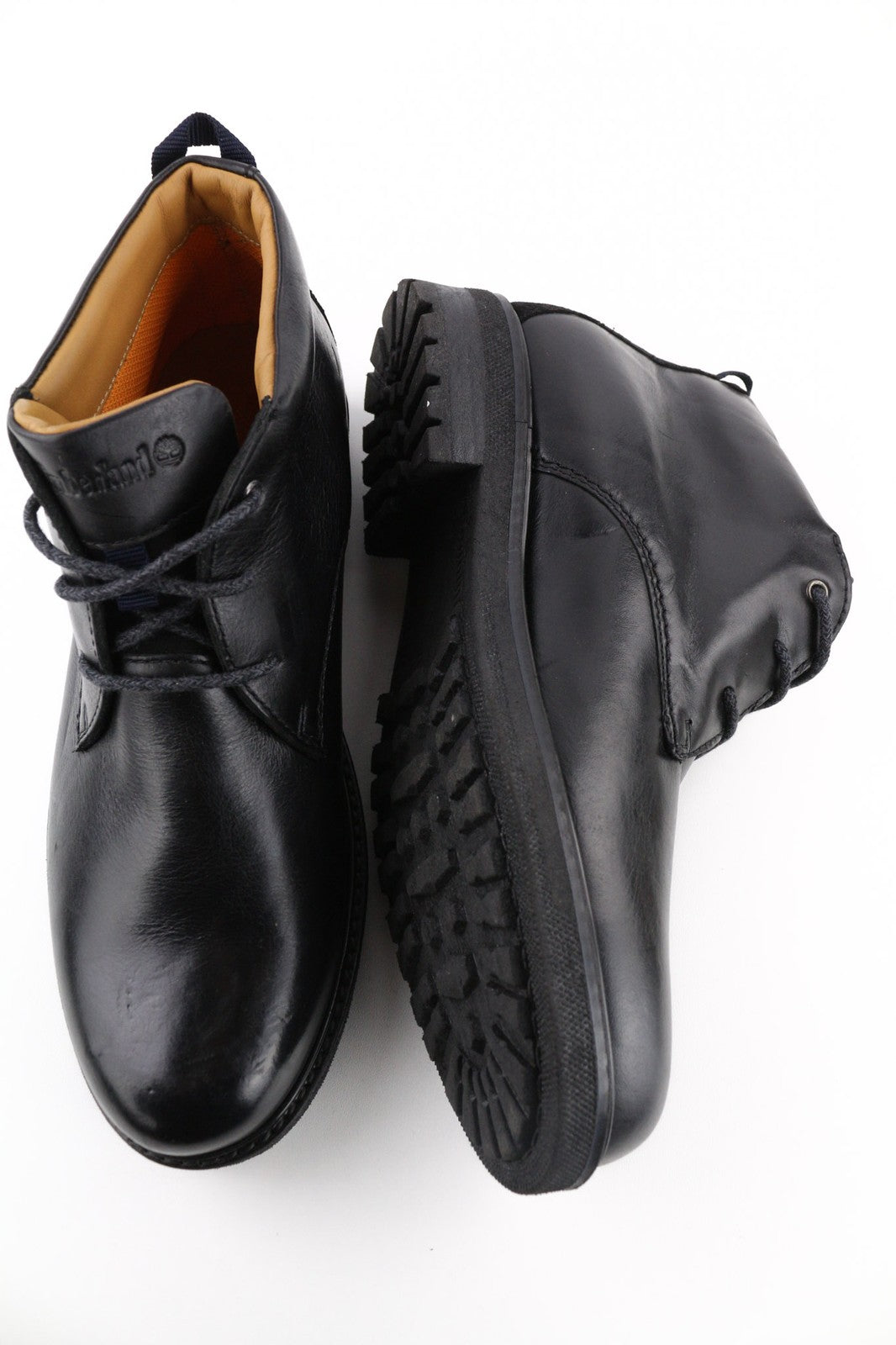 TIMBERLAND A2KCW Men's High Top Shoes EU43 UK8.5 Black Leather Lace Up Boots