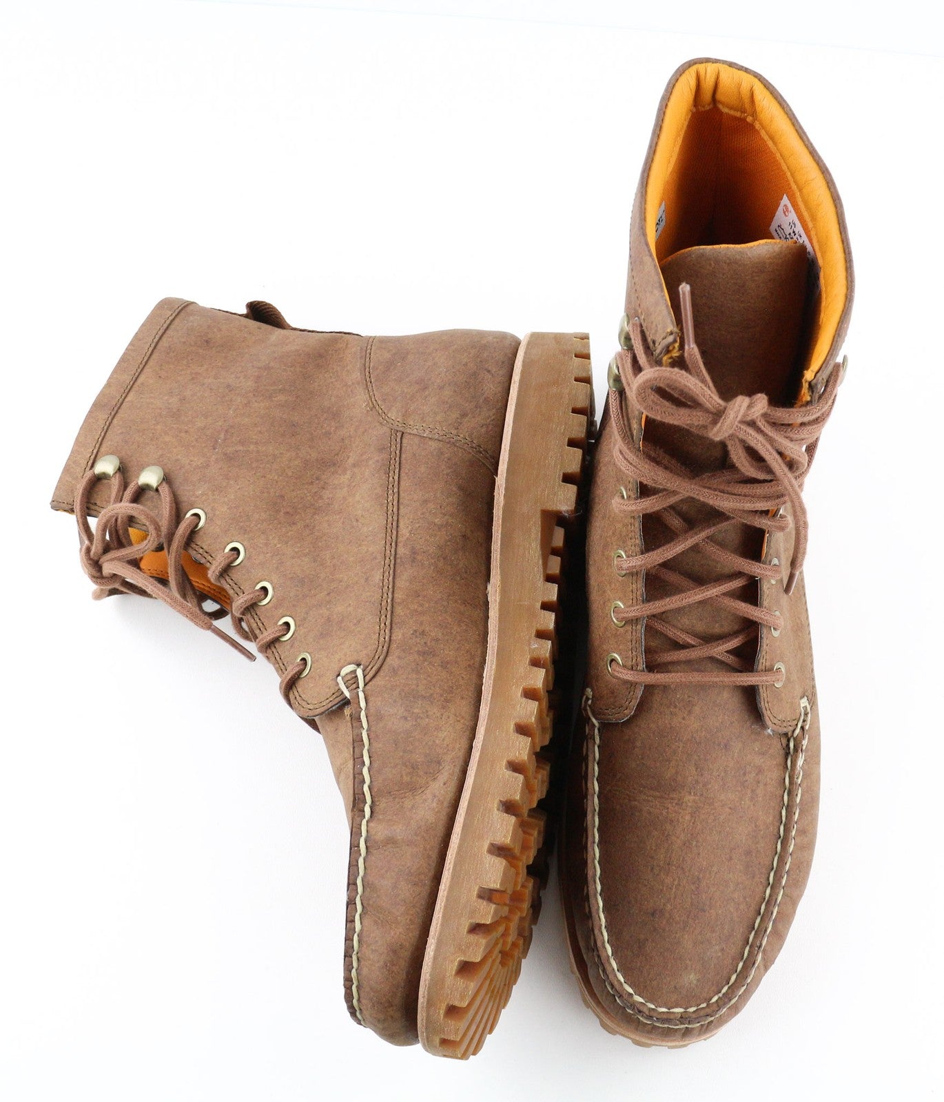 TIMBERLAND A2HB2 Men's Brown ReBOTL Leather Boots EU45 UK10.5 Pull Tab Lace Up