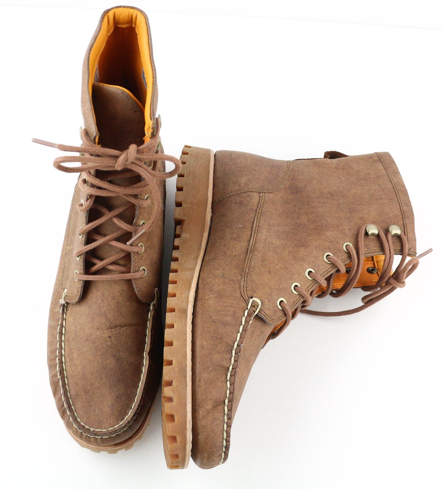 TIMBERLAND A2HB2 Men's Brown ReBOTL Leather Boots EU45 UK10.5 Pull Tab Lace Up