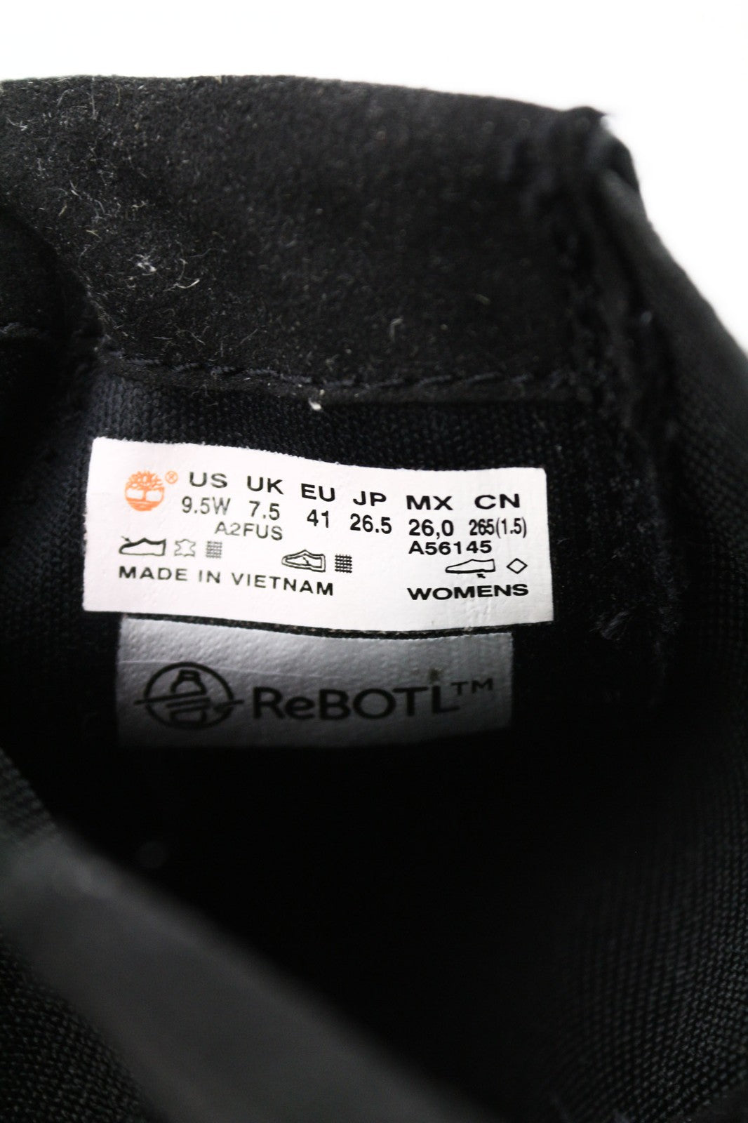 TIMBERLAND A2FUS Women's Black ReBOTL Boots EU41 UK7.5 Leather High Top Side