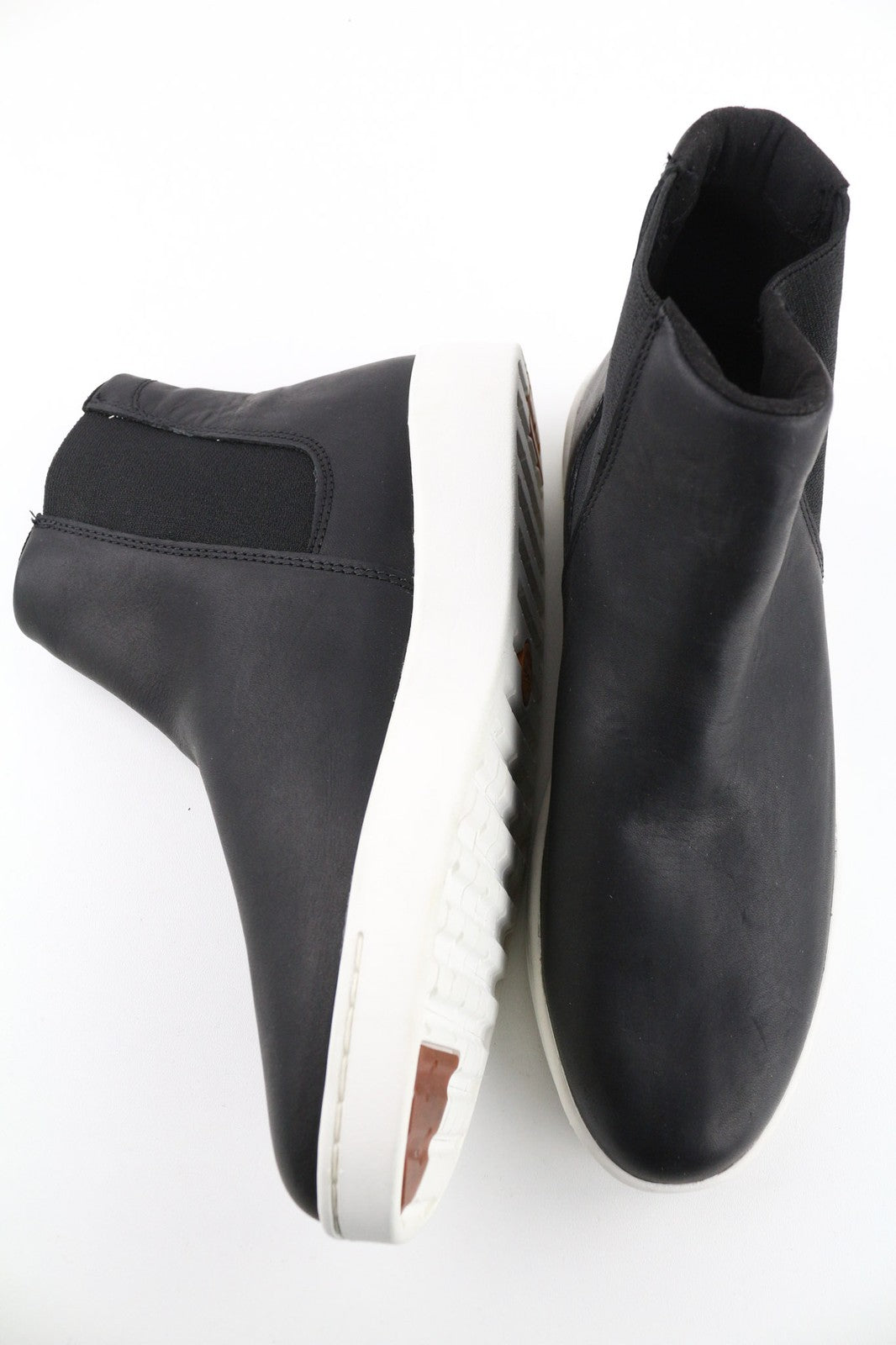 TIMBERLAND A2FUS Women's Black Leather Boots EU40 UK6.5 Side Pull On ReBOTL