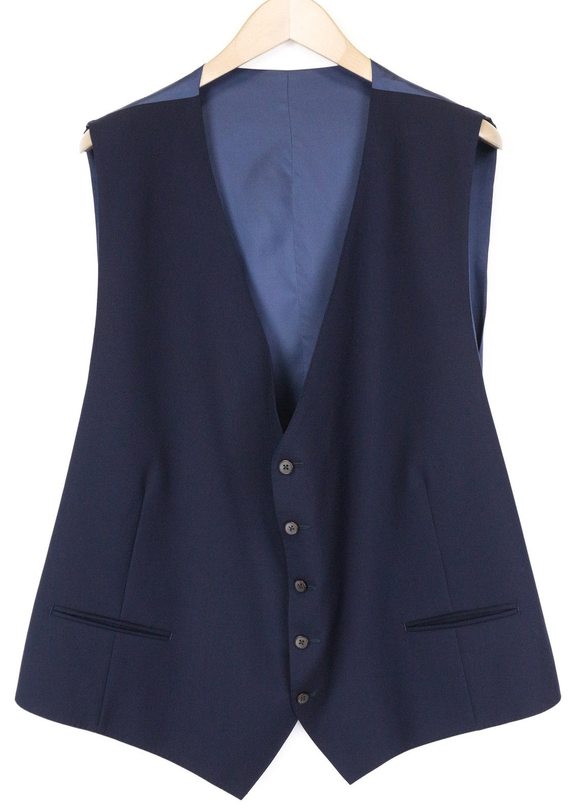 SUITSUPPLY Ferrara Men Waistcoat UK60R Blue Slim Wool V-Neck Button-Up Formal