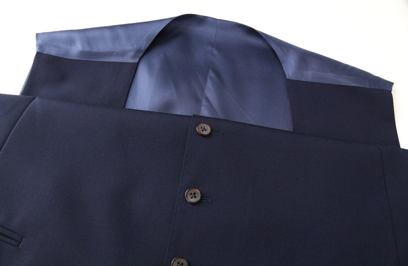 SUITSUPPLY Ferrara Men Waistcoat UK60R Blue Slim Wool V-Neck Button-Up Formal