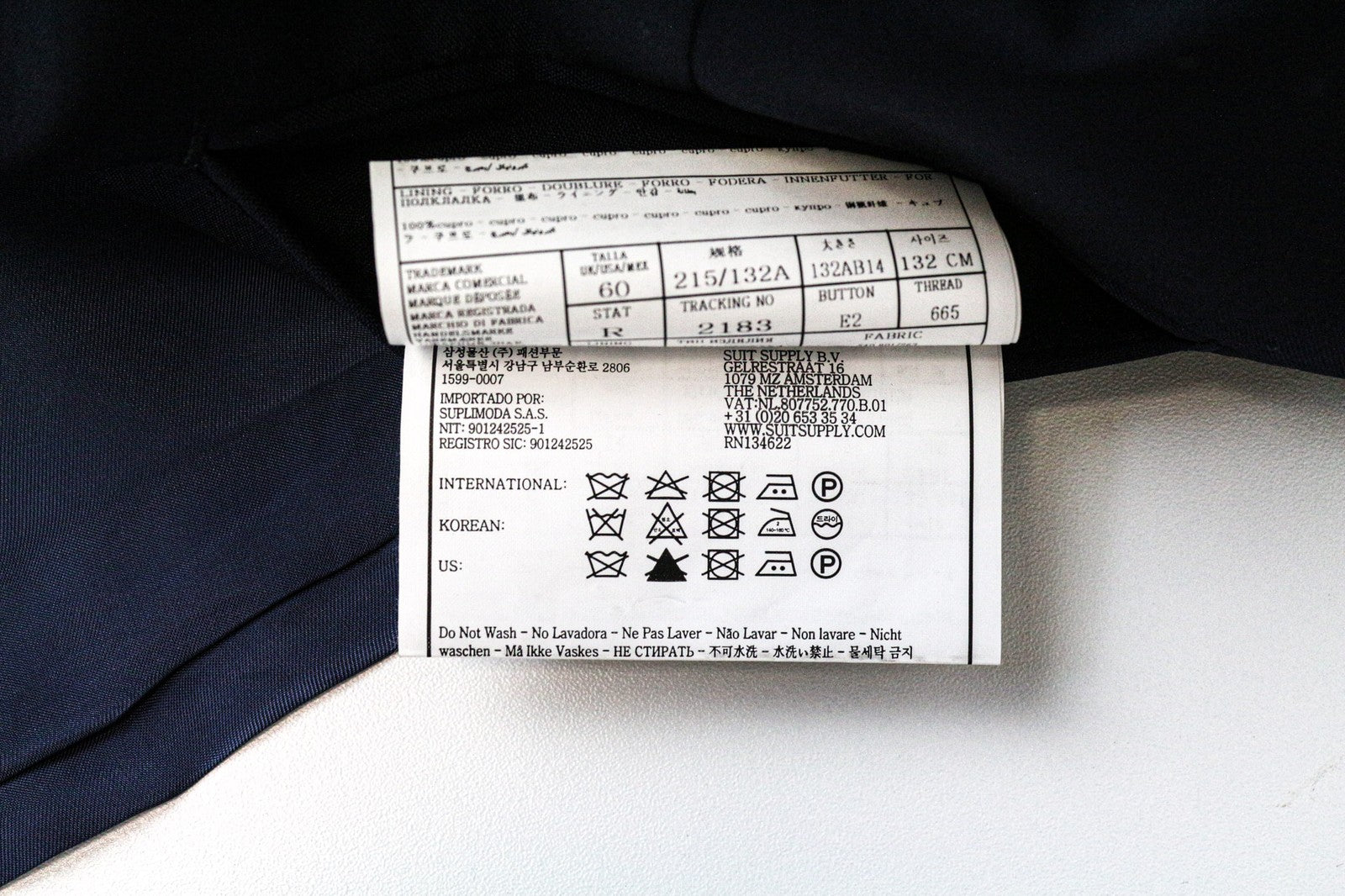 SUITSUPPLY Ferrara Men Waistcoat UK60R Blue Slim Wool V-Neck Button-Up Formal