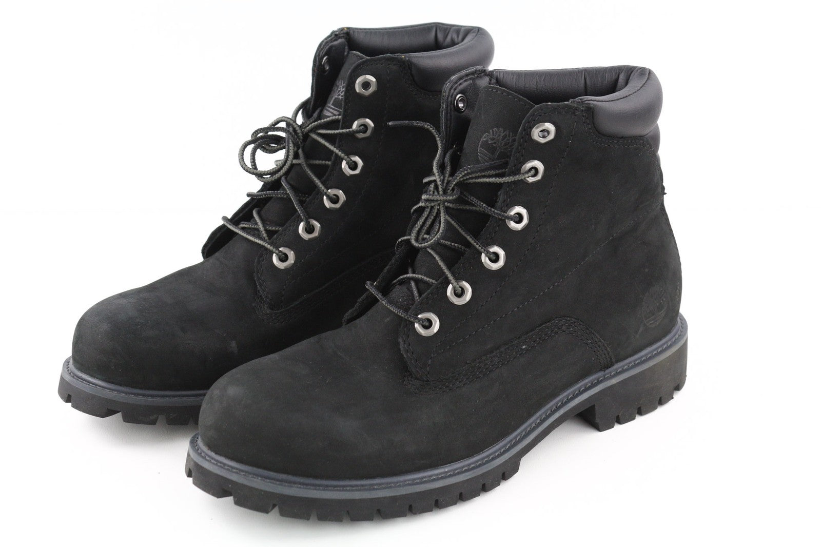 TIMBERLAND 6939R Men's Black Leather Boots EU41.5 7.5 High Top Round Toe Lace Up