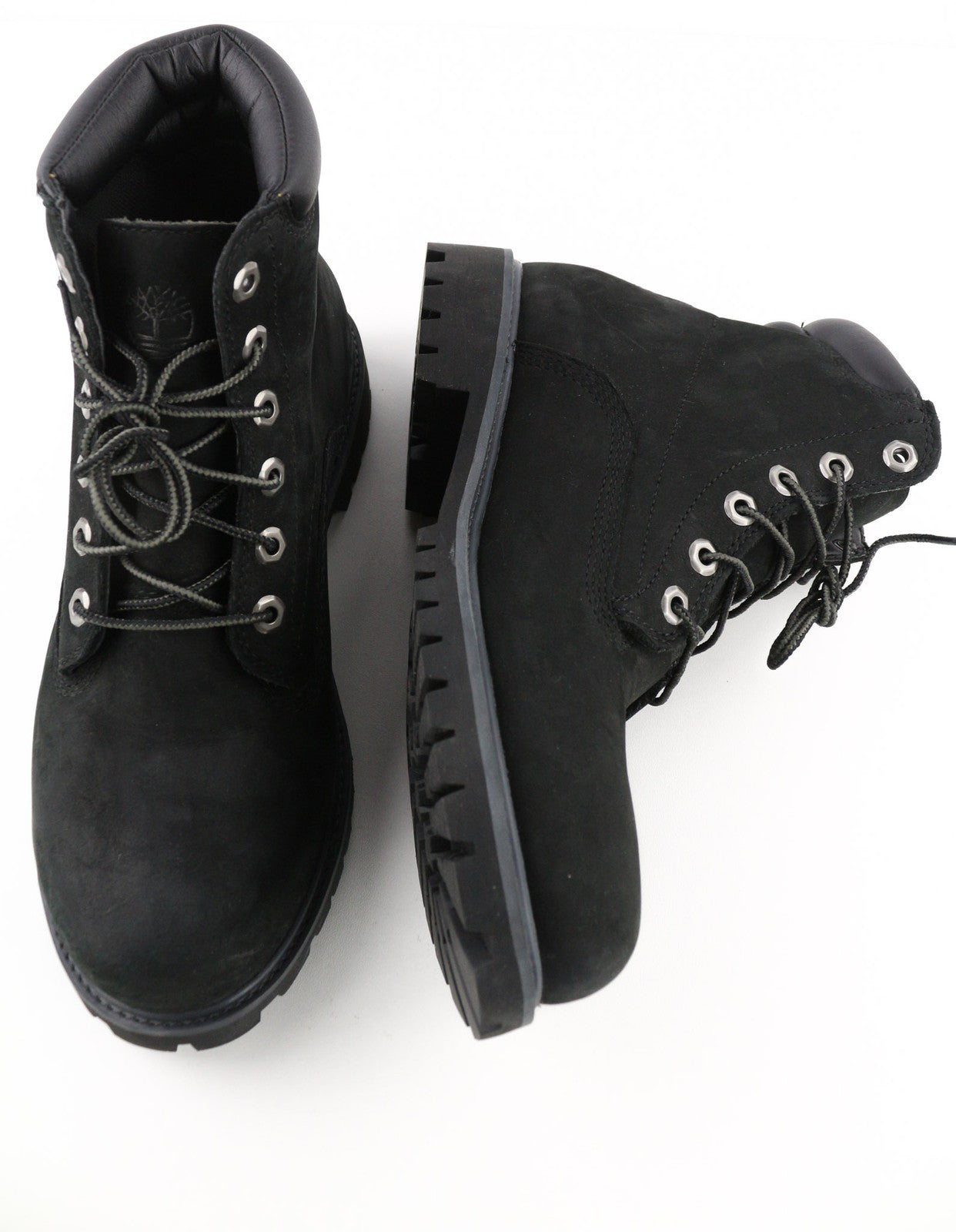 TIMBERLAND 6939R Men's Black Leather Boots EU41.5 7.5 High Top Round Toe Lace Up