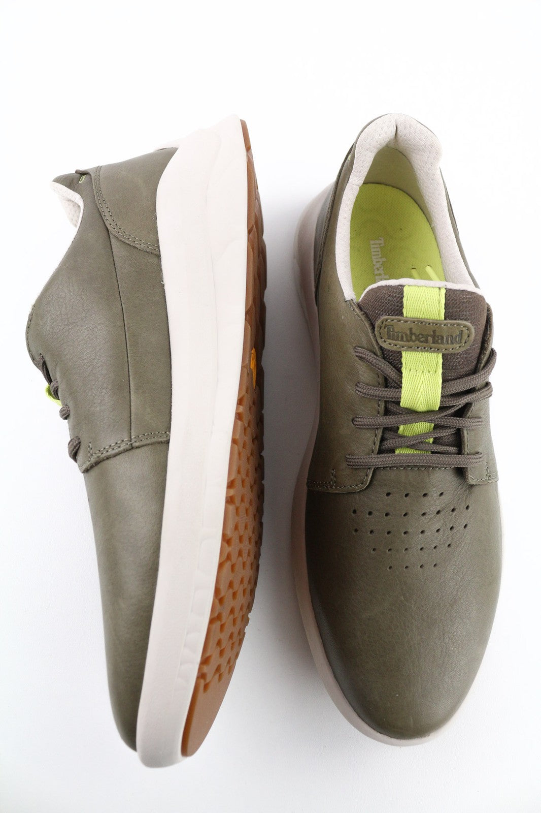 TIMBERLAND A2QAC Men's Sneakers EU42 UK8.5 Green Stride Low Top Leather Lace Up