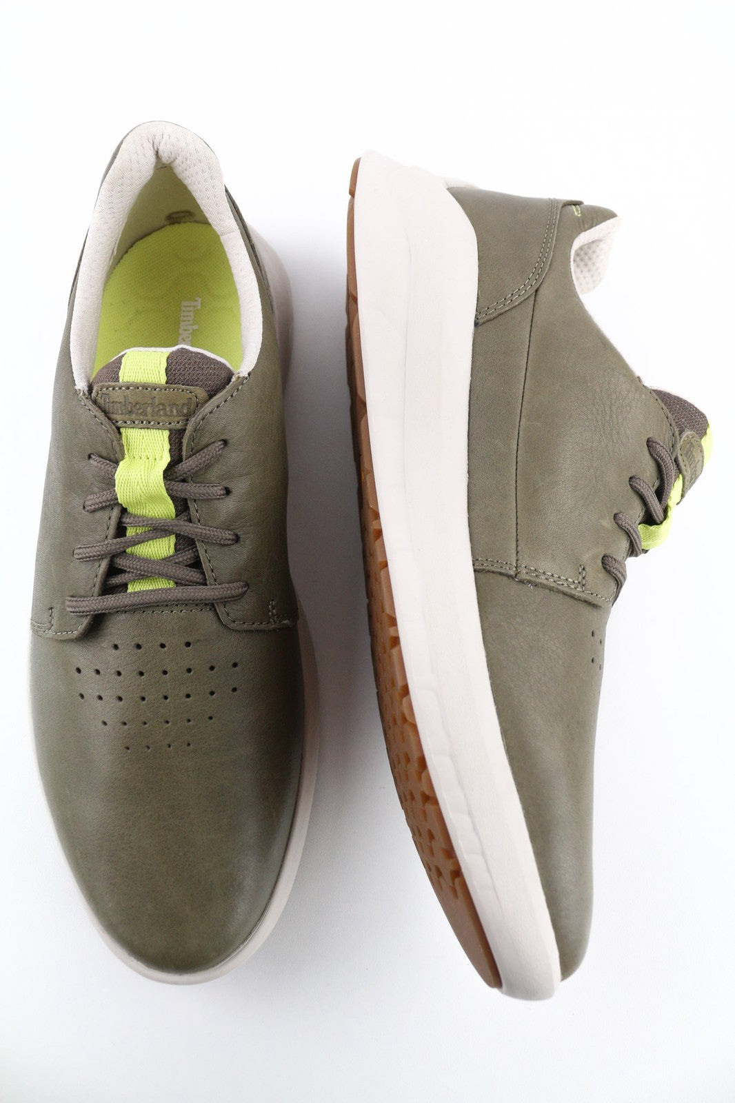 TIMBERLAND A2QAC Men's Sneakers EU42 UK8.5 Green Stride Low Top Leather Lace Up