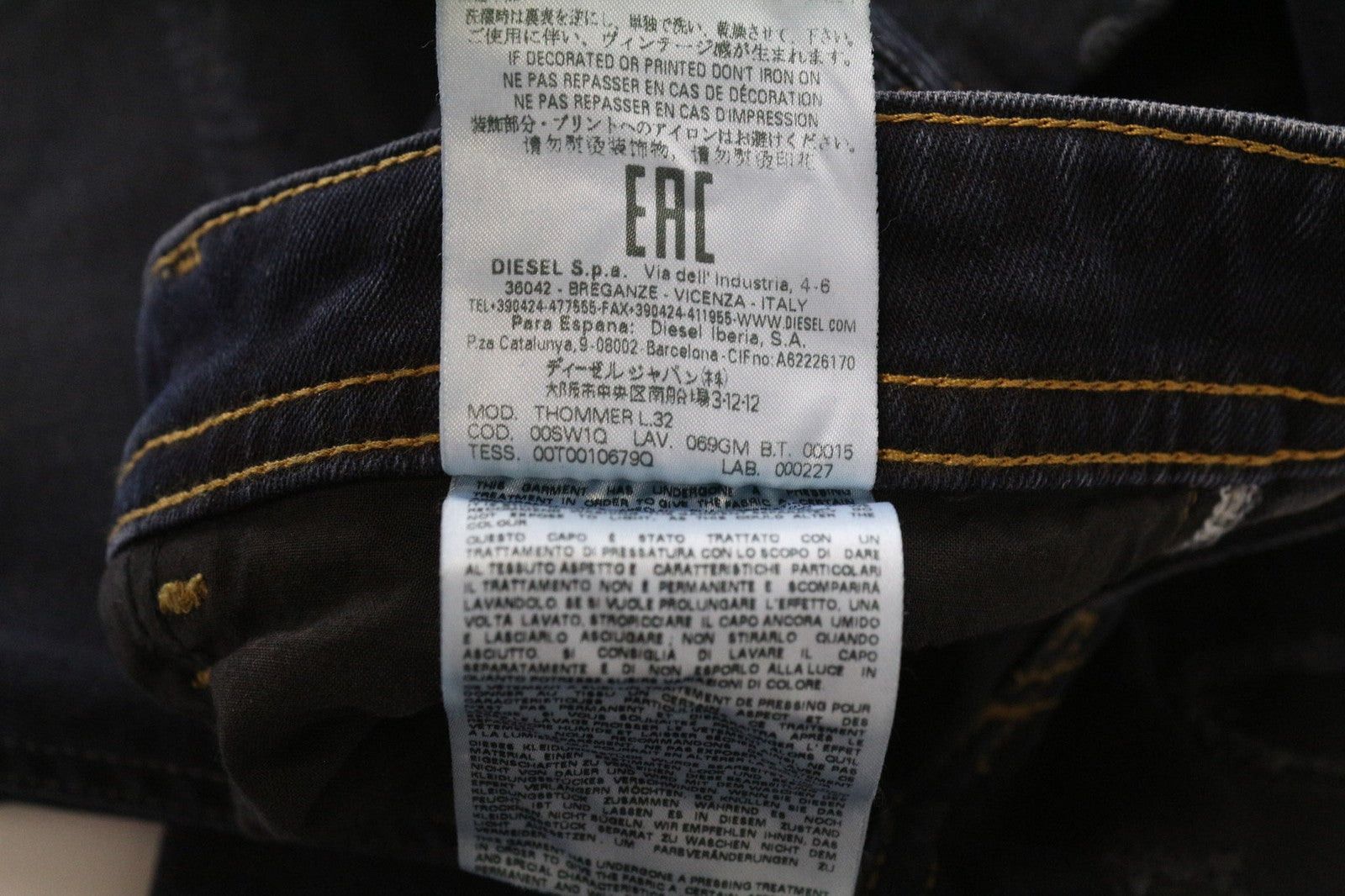 DIESEL Thommer 069GM Men Jeans W28/L32 Blue Slim Skinny Stretch Distressed Zip