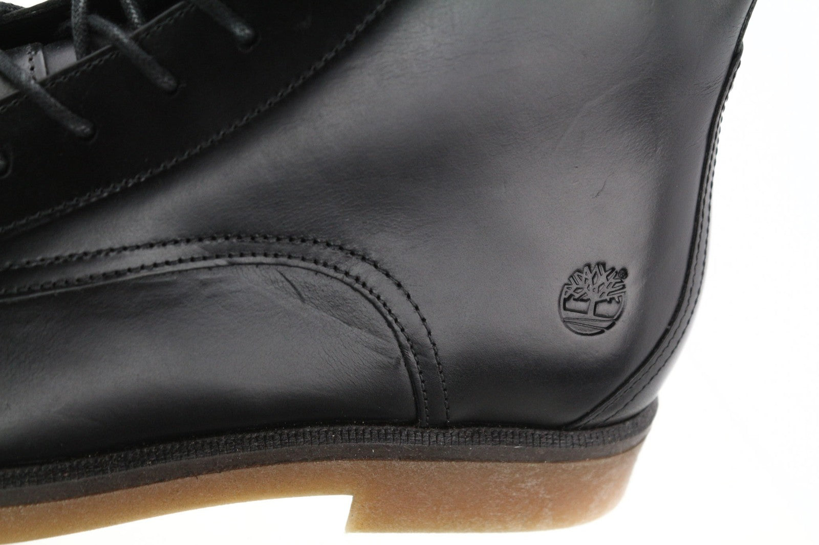 TIMBERLAND A2JK7 Women's Boots EU41.5 UK7.5 Black Leather Lace Up Pull Tab Gloss