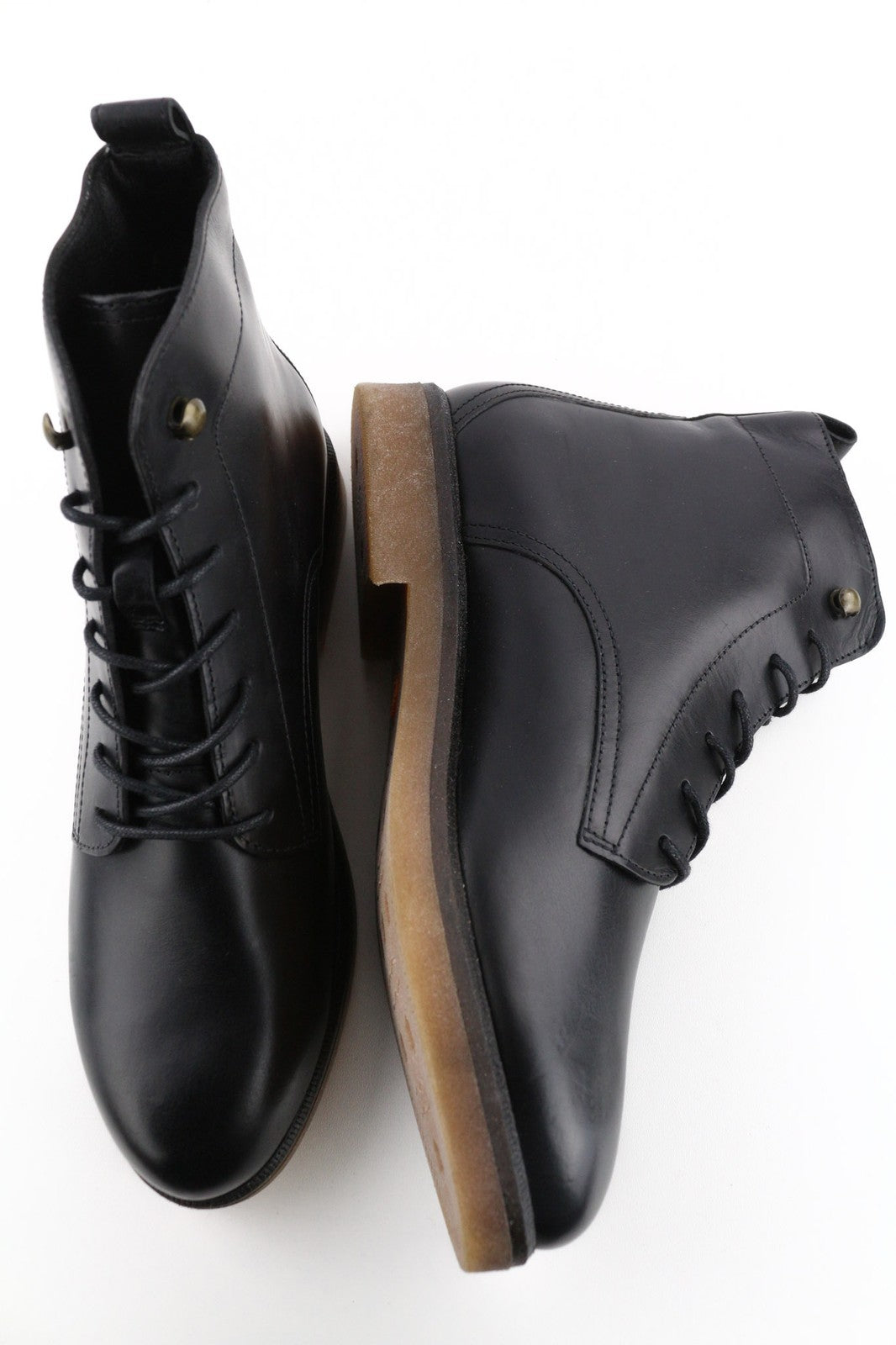 TIMBERLAND A2JK7 Women's Boots EU41.5 UK7.5 Black Leather Lace Up Pull Tab Gloss