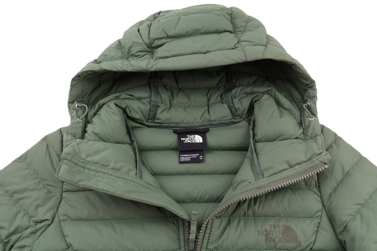 THE NORTH FACE Stretch Down Parka Women's XS Padded Hooded Mid Length Lined