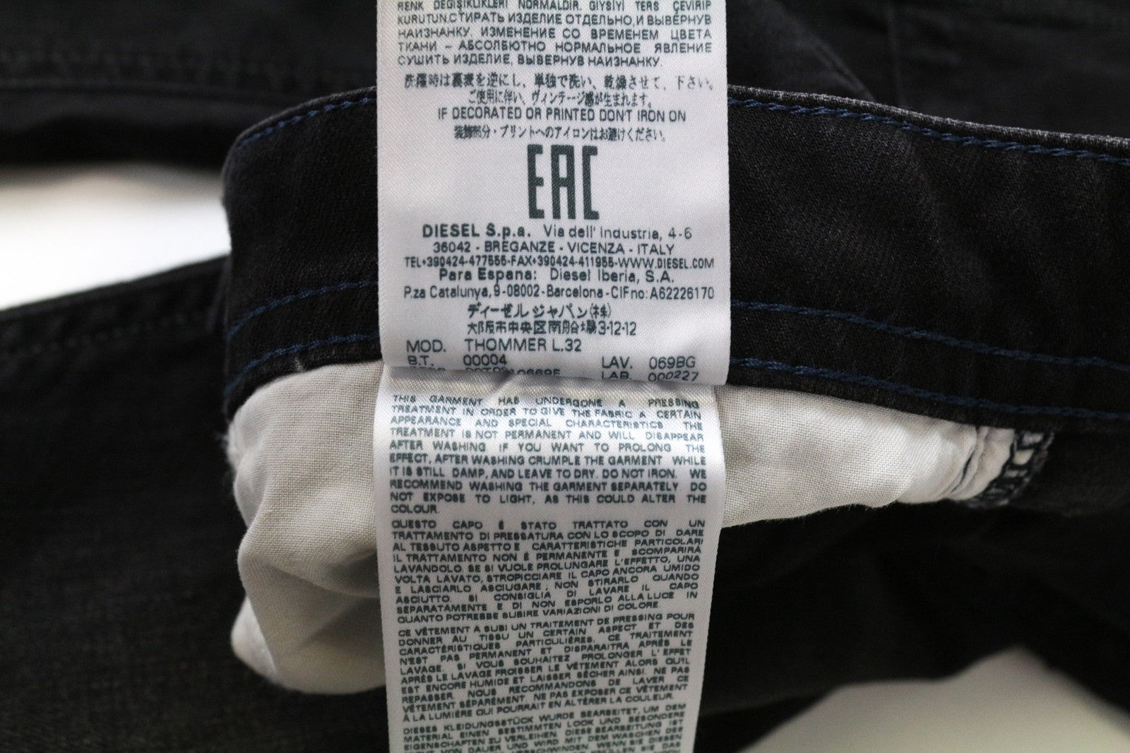 DIESEL Thommer 069BG Men Jeans W28/L32 Washed Black Slim Skinny Stretch Zip