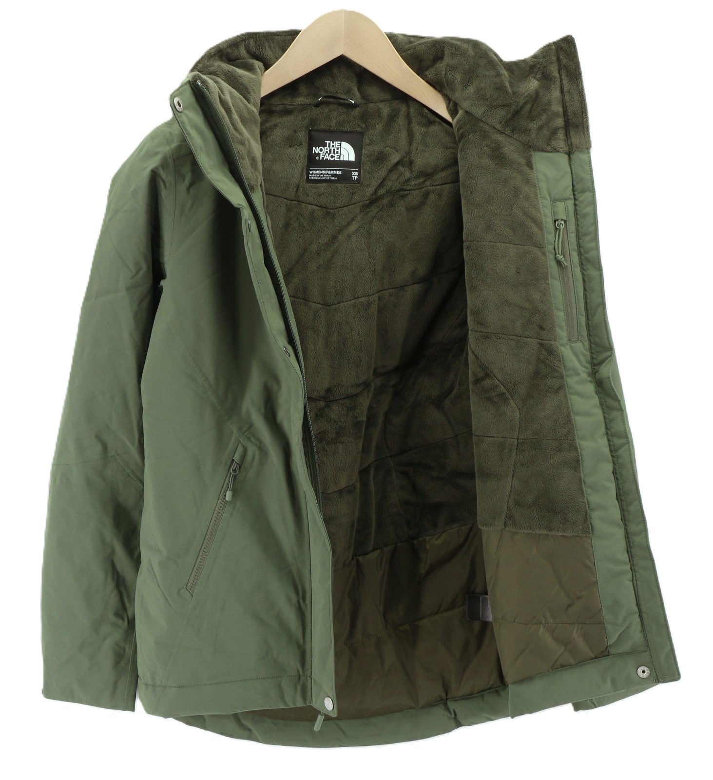 THE NORTH FACE Inlux Women's XS Waterproof Lined Green Jacket Hooded Insulated