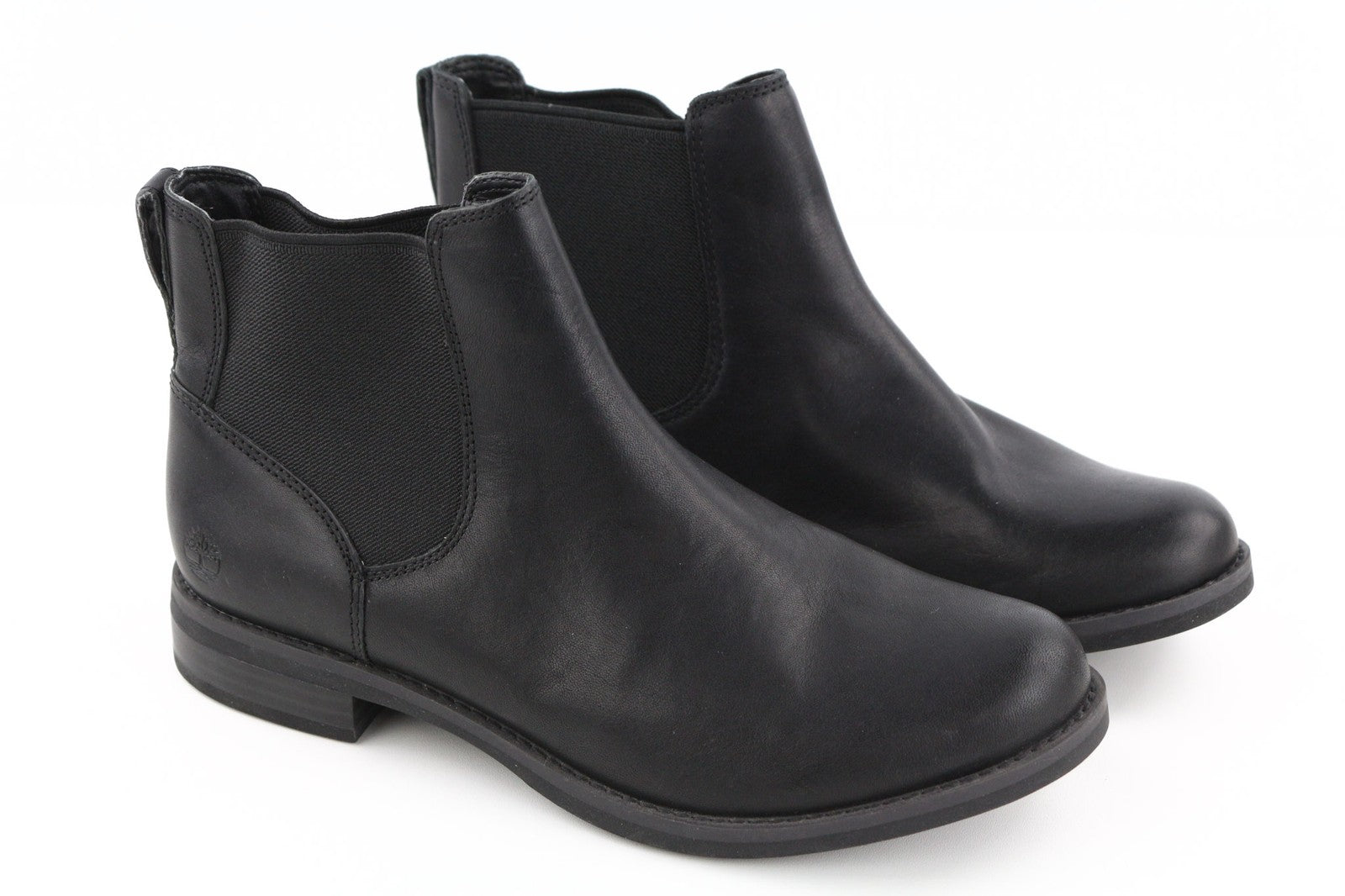 TIMBERLAND A1KHL Women's Black Leather Boots EU38 UK5 Mid Top Pull On Side Panel