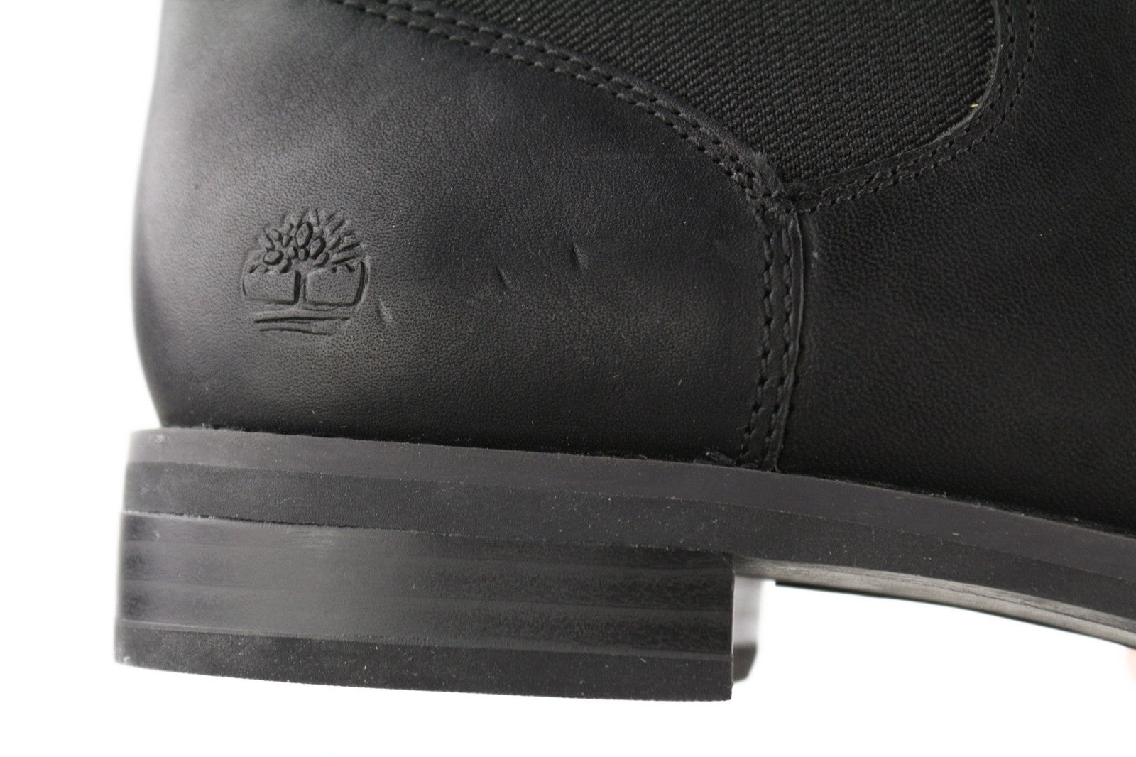 TIMBERLAND A1KHL Women's Black Leather Boots EU38 UK5 Mid Top Pull On Side Panel