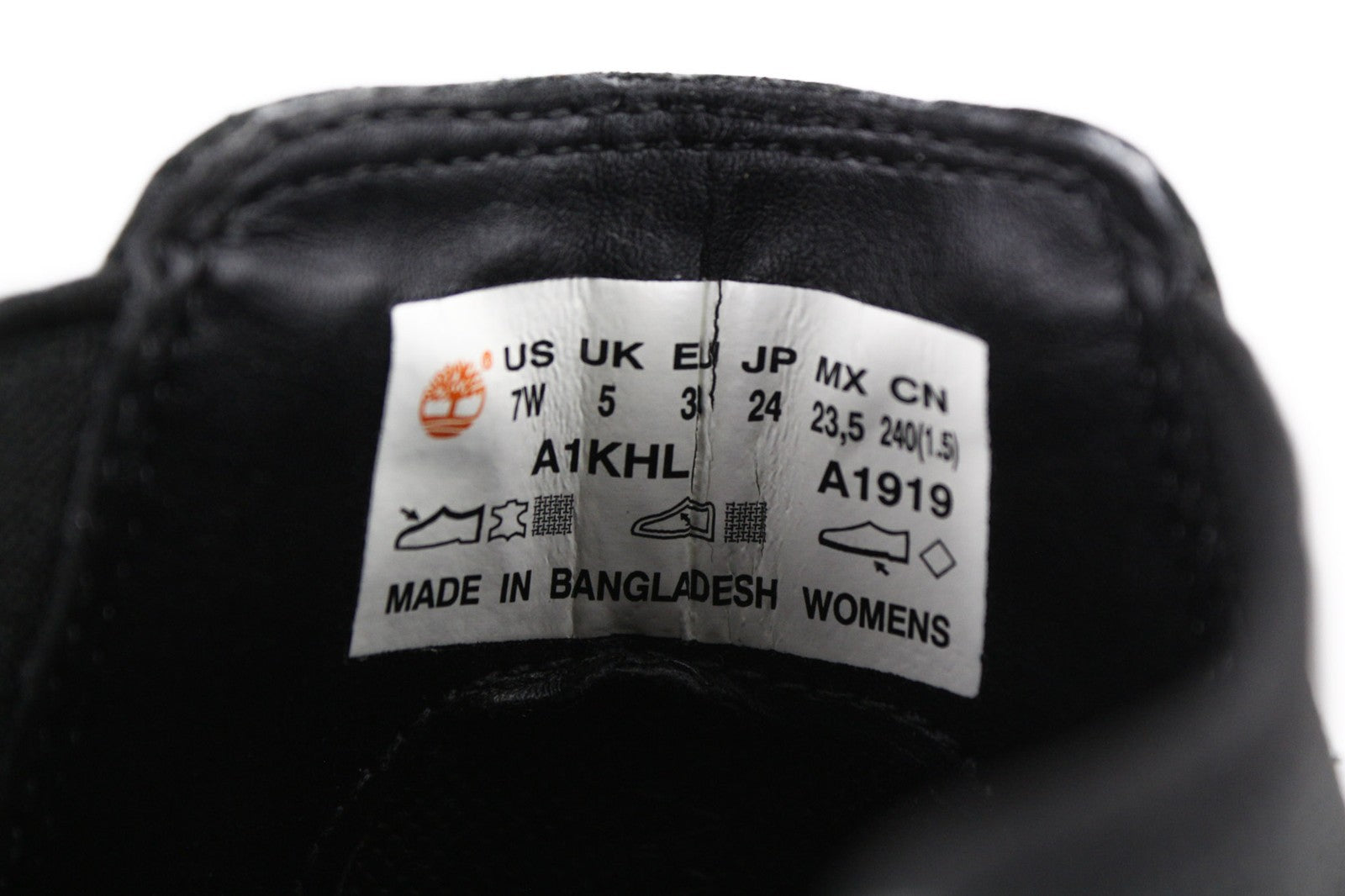 TIMBERLAND A1KHL Women's Black Leather Boots EU38 UK5 Mid Top Pull On Side Panel