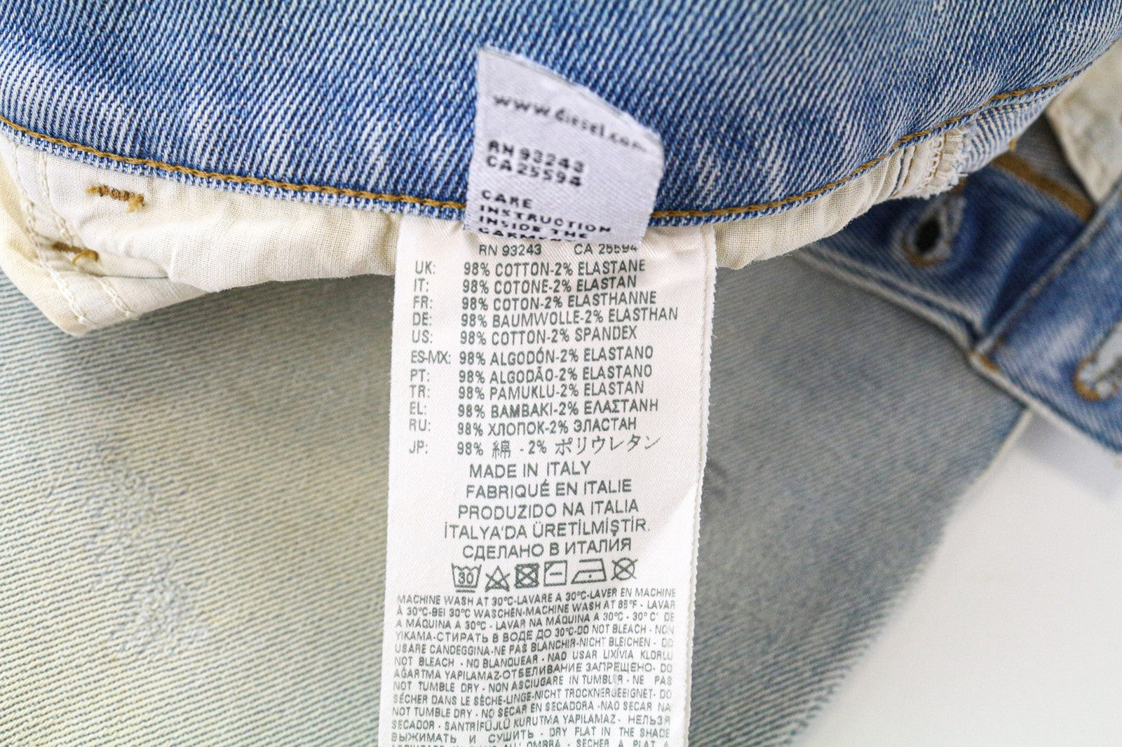 DIESEL D-Eetar 081AK Men Jeans W28/L32 Blue Stretch Carrot Tapered Distressed