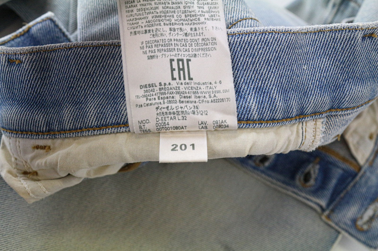 DIESEL D-Eetar 081AK Men Jeans W28/L32 Blue Stretch Carrot Tapered Distressed