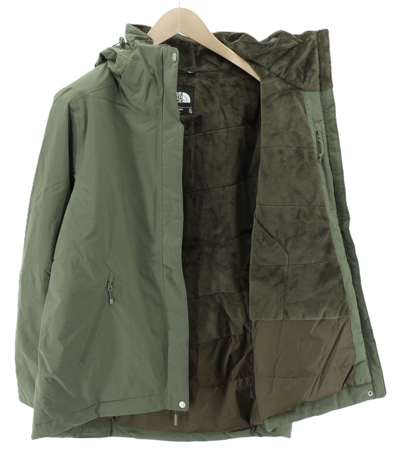 „THE NORTH FACE Inlux“ moteriška XL dydžio „Dryvent“ žalia vandeniui atspari paminkštinta striukė su gobtuvu 