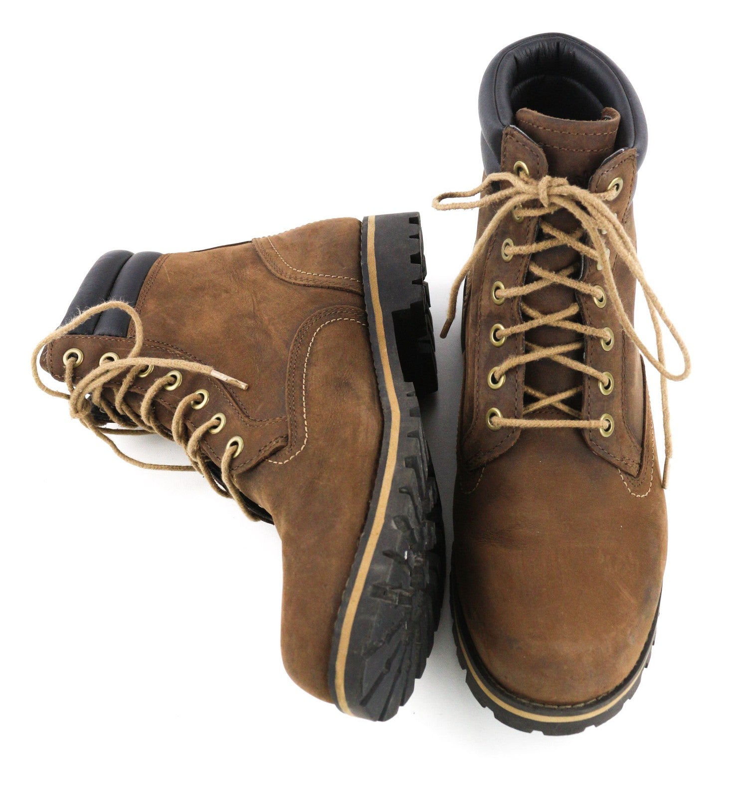 TIMBERLAND 6857B Men's Boots EU42 UK8 Brown Leather Waterproof Aged Lace Ankle