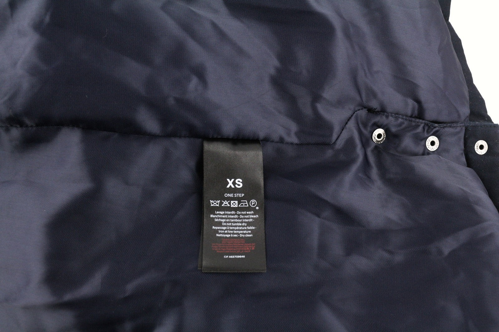 ONE STEP Dora moteriška striukė XS su diržu, gobtuvu, vidutinio ilgio, tamsiai mėlyna 