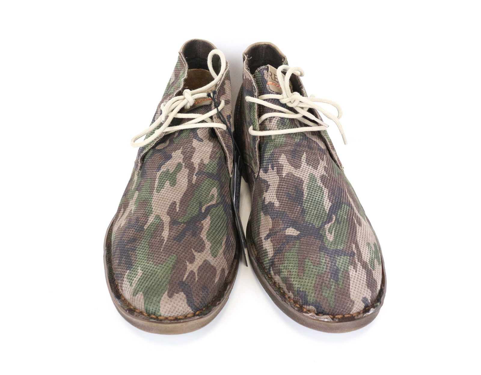 REPLAY Men Casual Shoes EU46 Brown High-Top Lace-Up Camouflage Print Leather