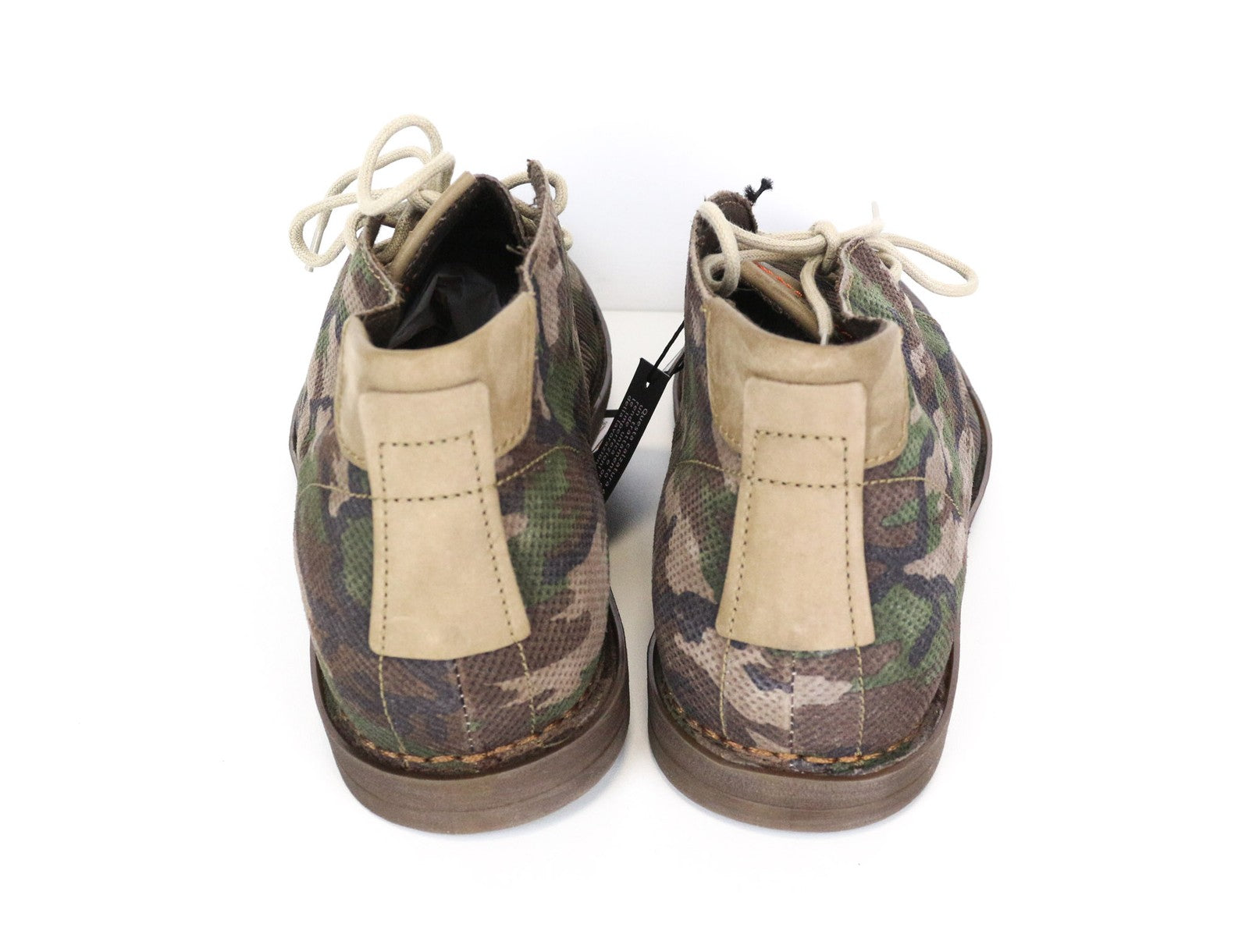 REPLAY Men Casual Shoes EU46 Brown High-Top Lace-Up Camouflage Print Leather