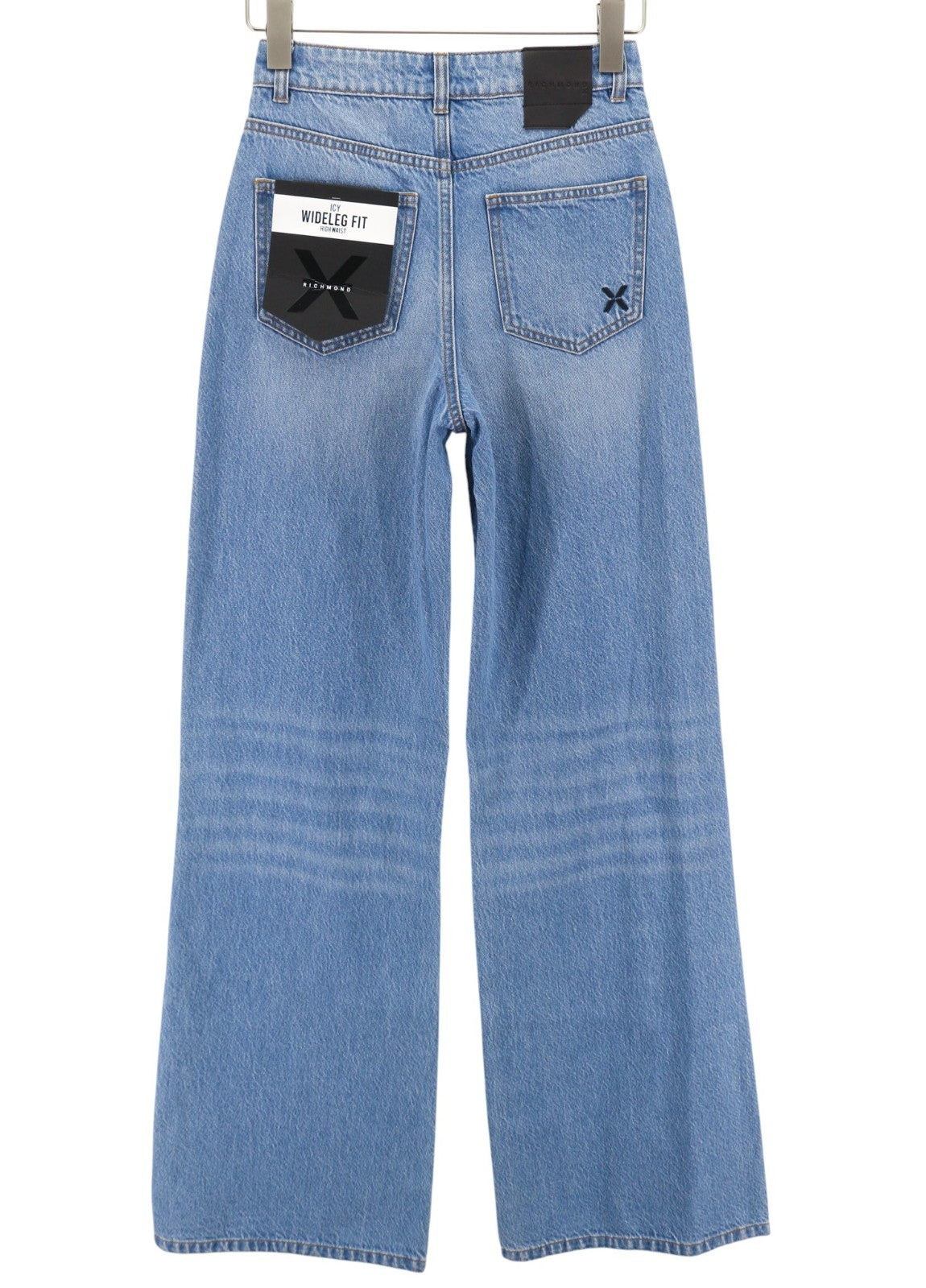 JOHN RICHMOND Icy Women's Jeans W26 Wide Leg High Waist Washed Distressed