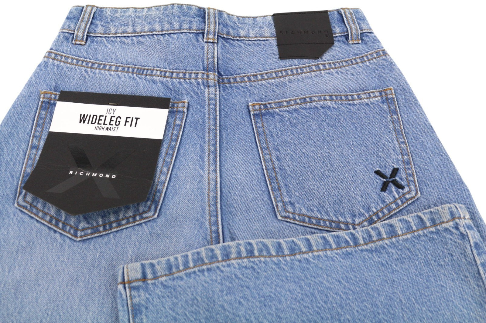 JOHN RICHMOND Icy Women's Jeans W26 Wide Leg High Waist Washed Distressed